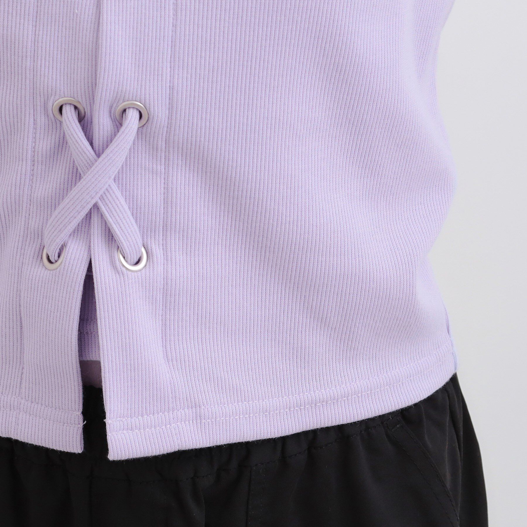 PINK-latte「レースアップテレコプルオーバー」|Tシャツ・カットソー|