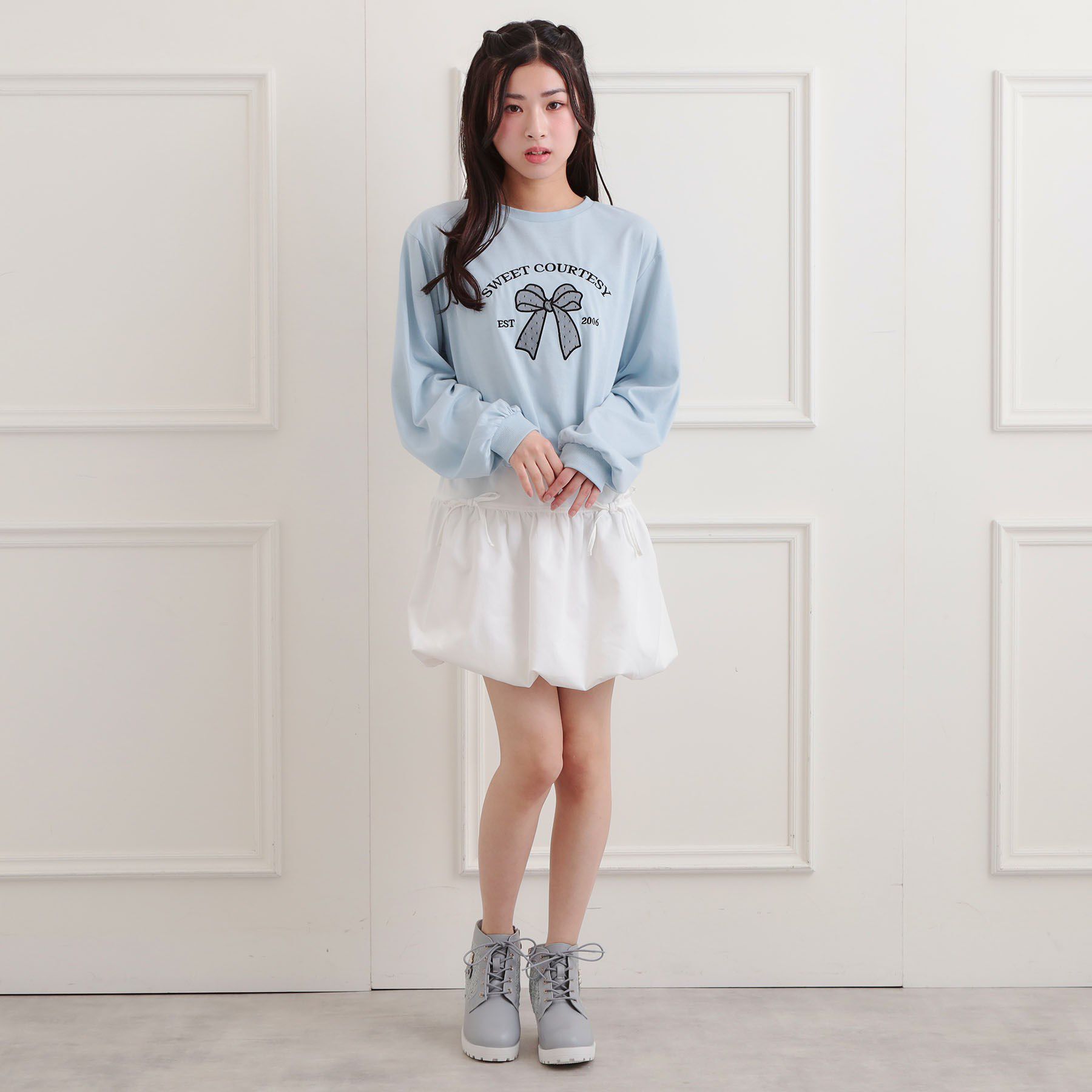 PINK-latte「裾ドロストチュールプルオーバー」|Tシャツ・カットソー|