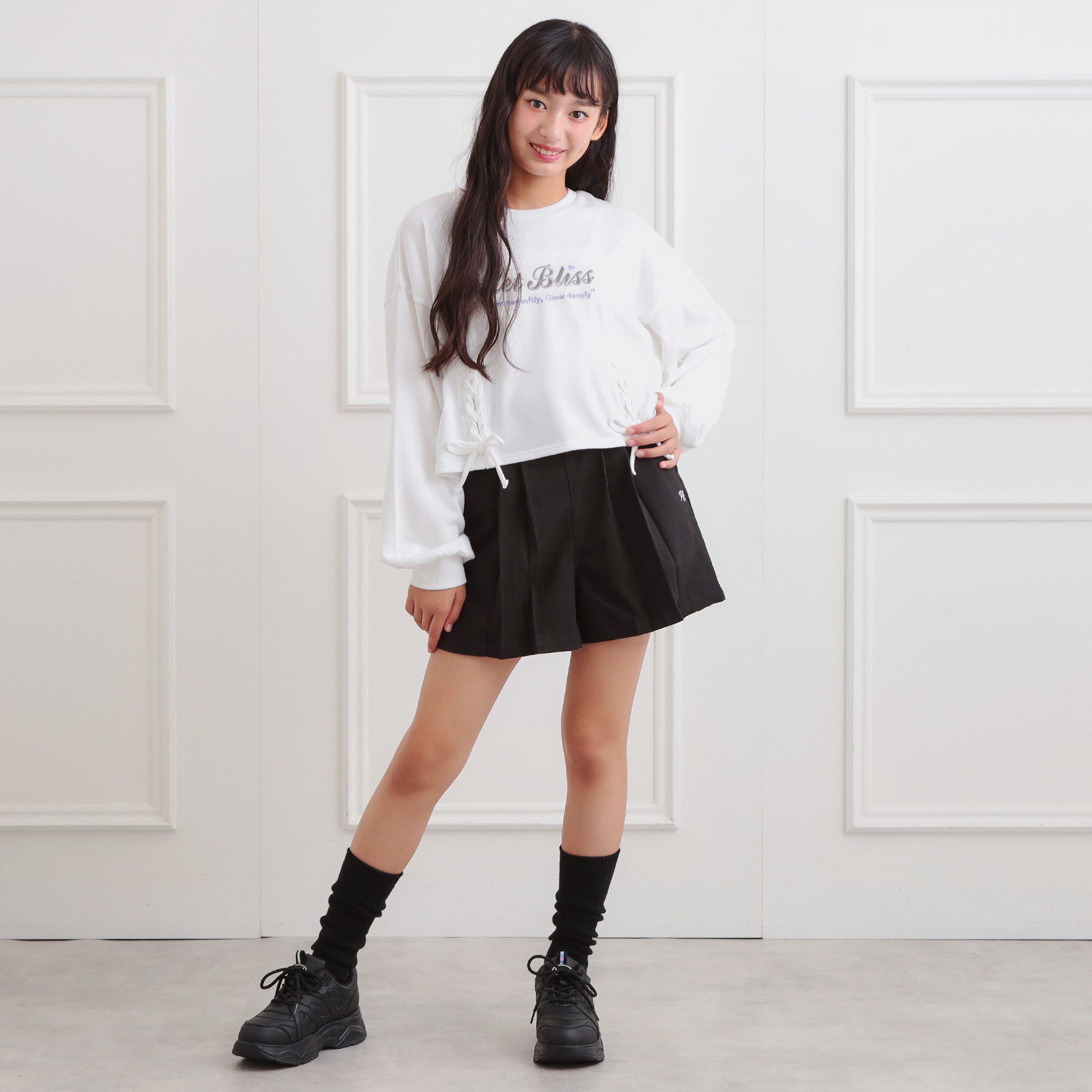 PINK-latte「バックルハイウエストショートパンツ」|キュロット|