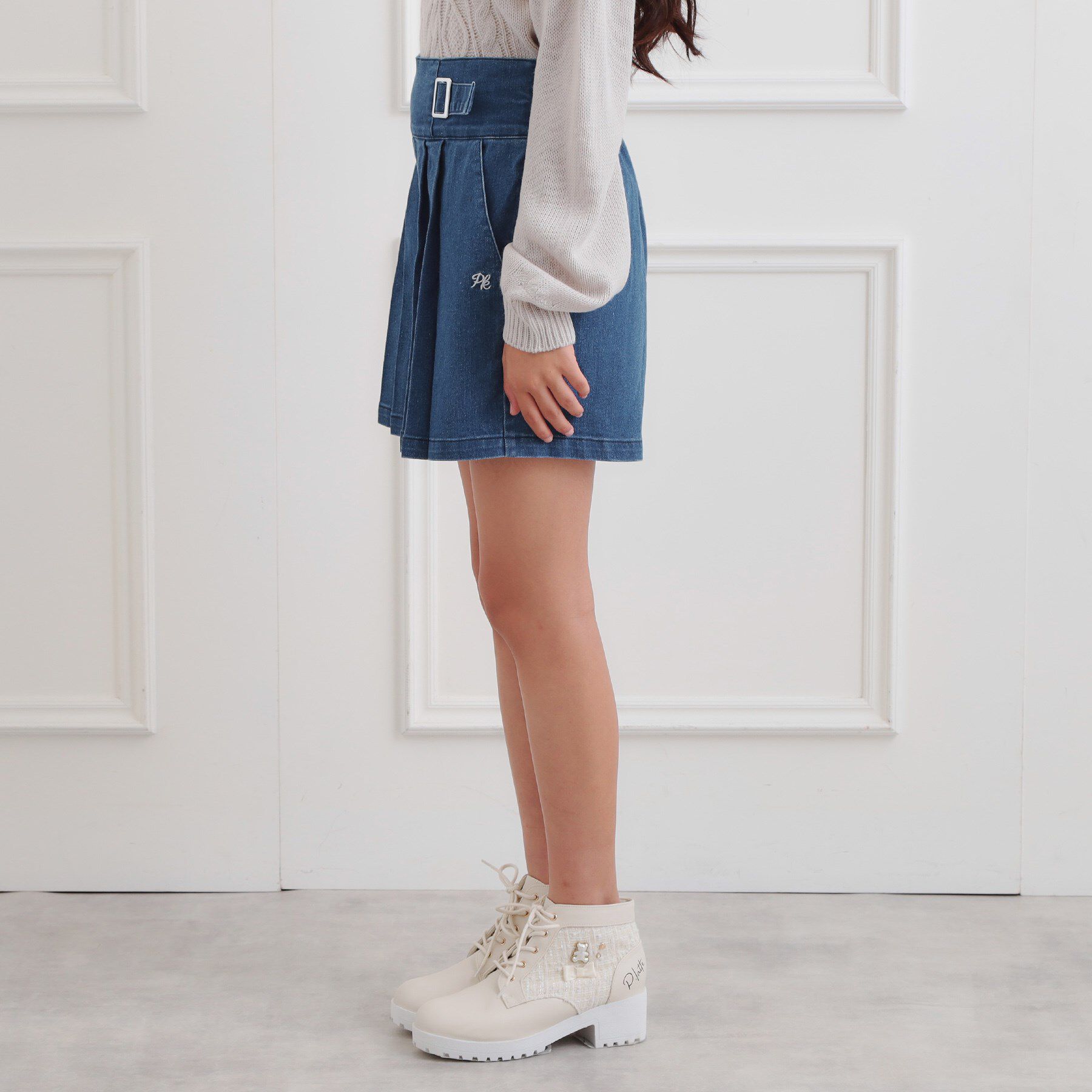 PINK-latte「バックルハイウエストショートパンツ」|キュロット|