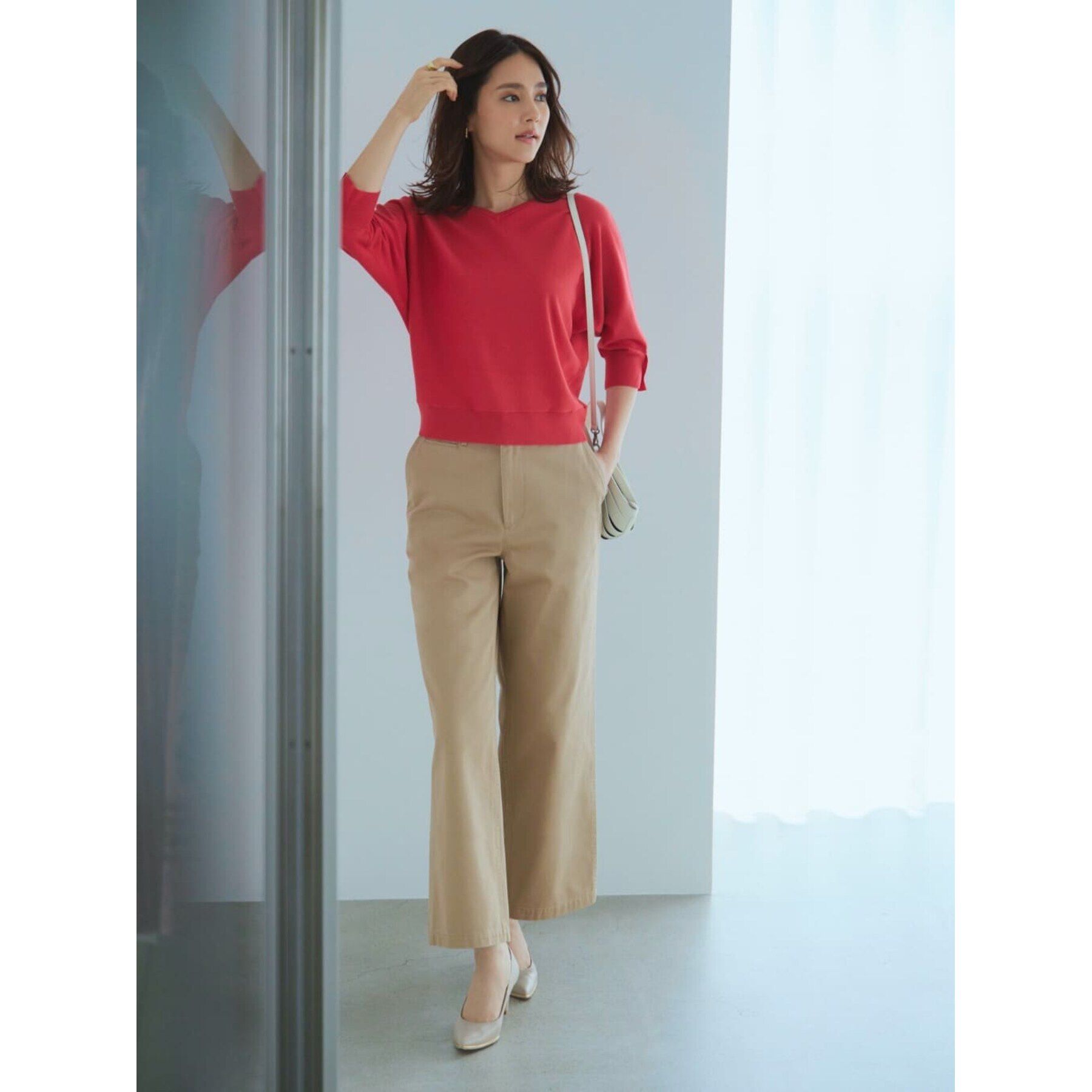 THE SHOP TK「【二の腕カバー/毛玉になりにくい/前後2WAY】袖スリットドルマンニット/洗える」|ニット・セーター|