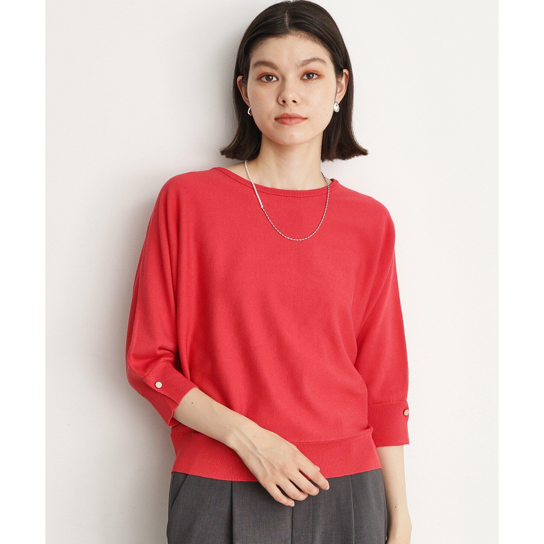 THE SHOP TK「【二の腕カバー/毛玉になりにくい/前後2WAY】袖スリットドルマンニット/洗える」|ニット・セーター|