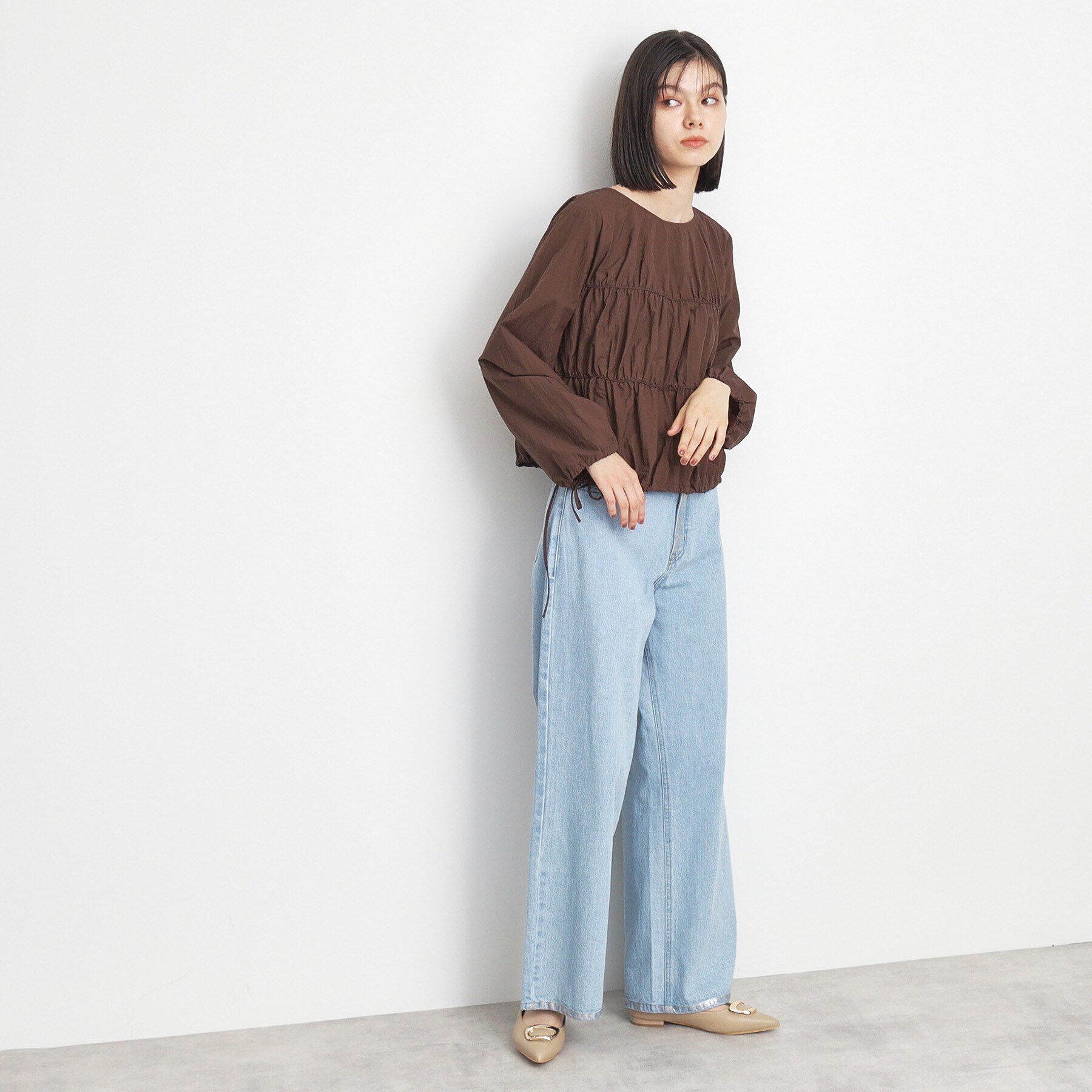 THE SHOP TK「ナイロンシャーリングブラウス【洗える】」|シャツ・ブラウス|