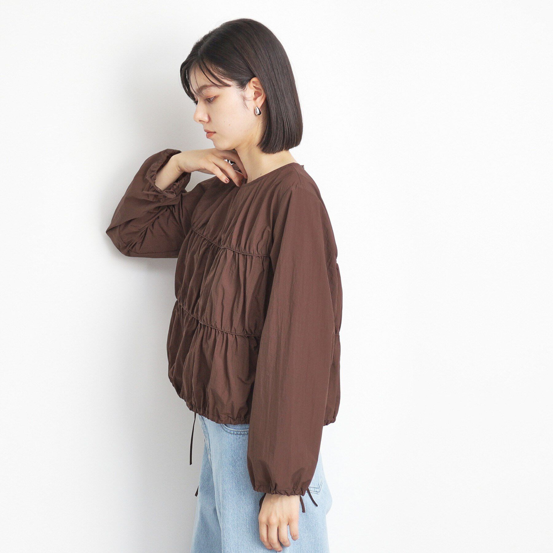 THE SHOP TK「ナイロンシャーリングブラウス【洗える】」|シャツ・ブラウス|