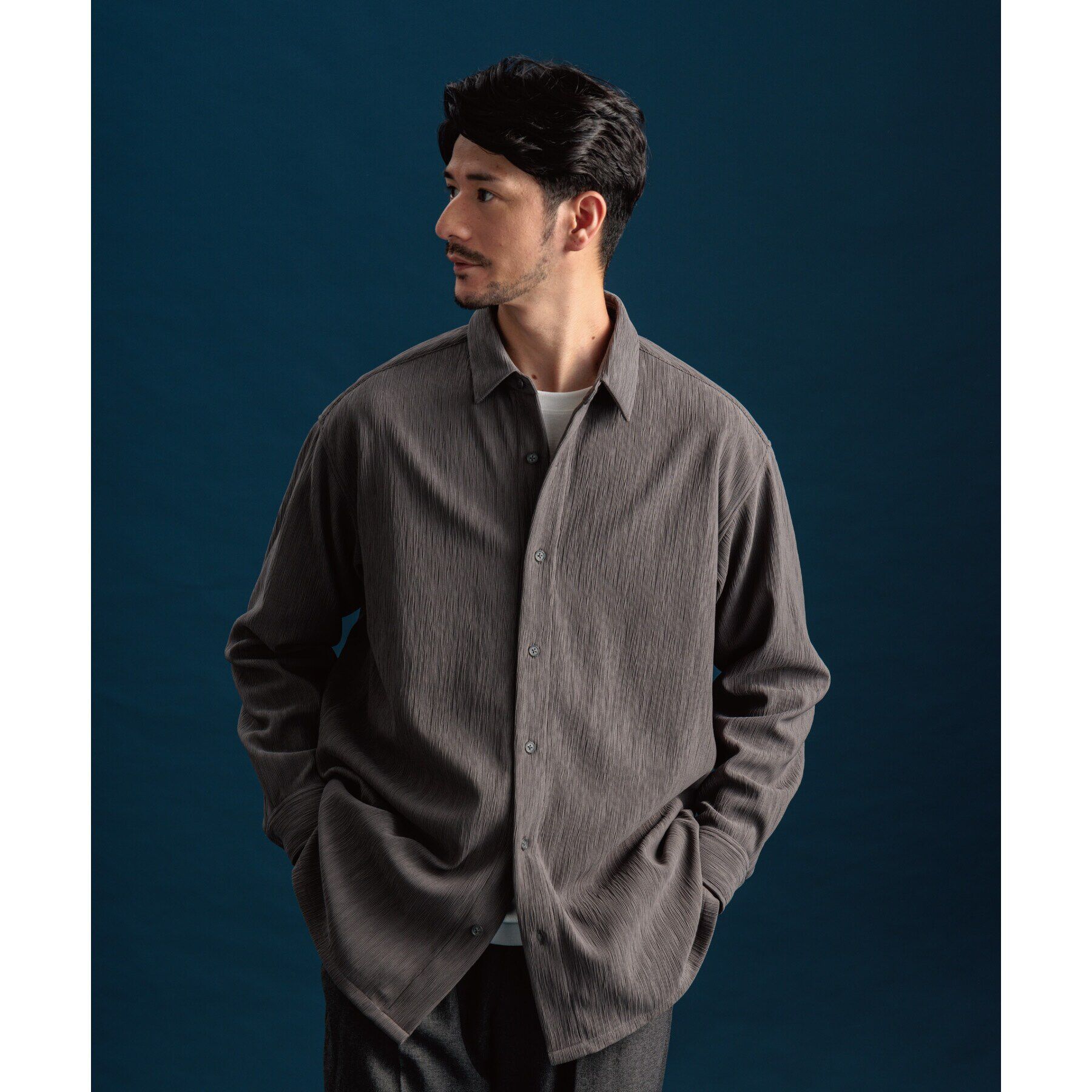 THE SHOP TK「リラックスシルエット楊柳シャツ」|シャツ・ブラウス|チャコールグレー(0