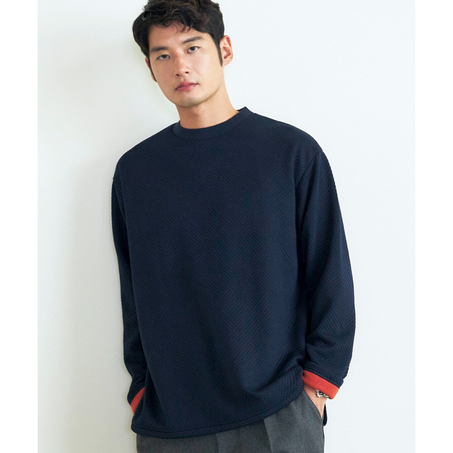 THE SHOP TK「ふくれキルティングフリースプルオーバー」|Tシャツ・カットソー|ネイビー(094)