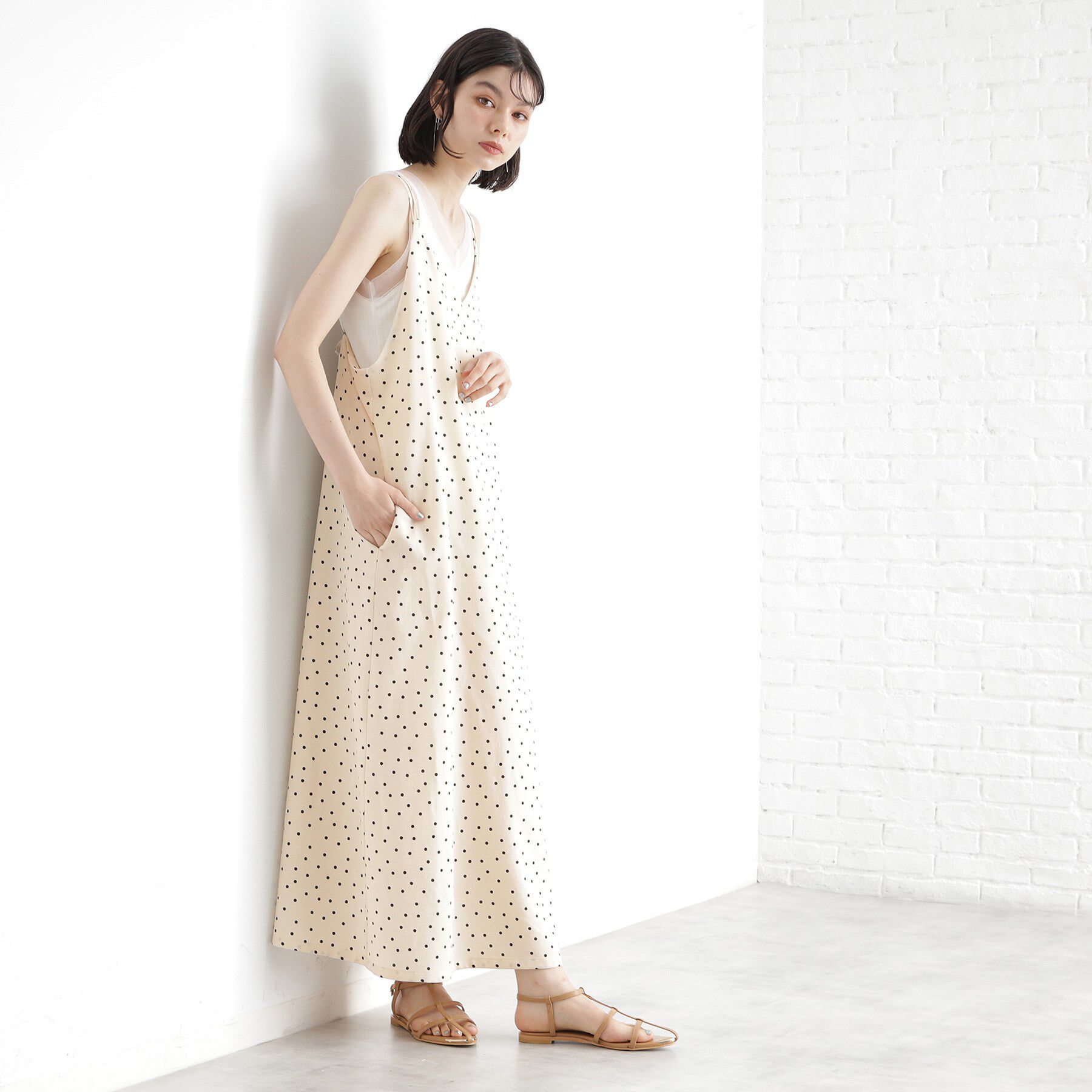 THE SHOP TK「ドット柄キャミワンピース/洗える」|ワンピース|