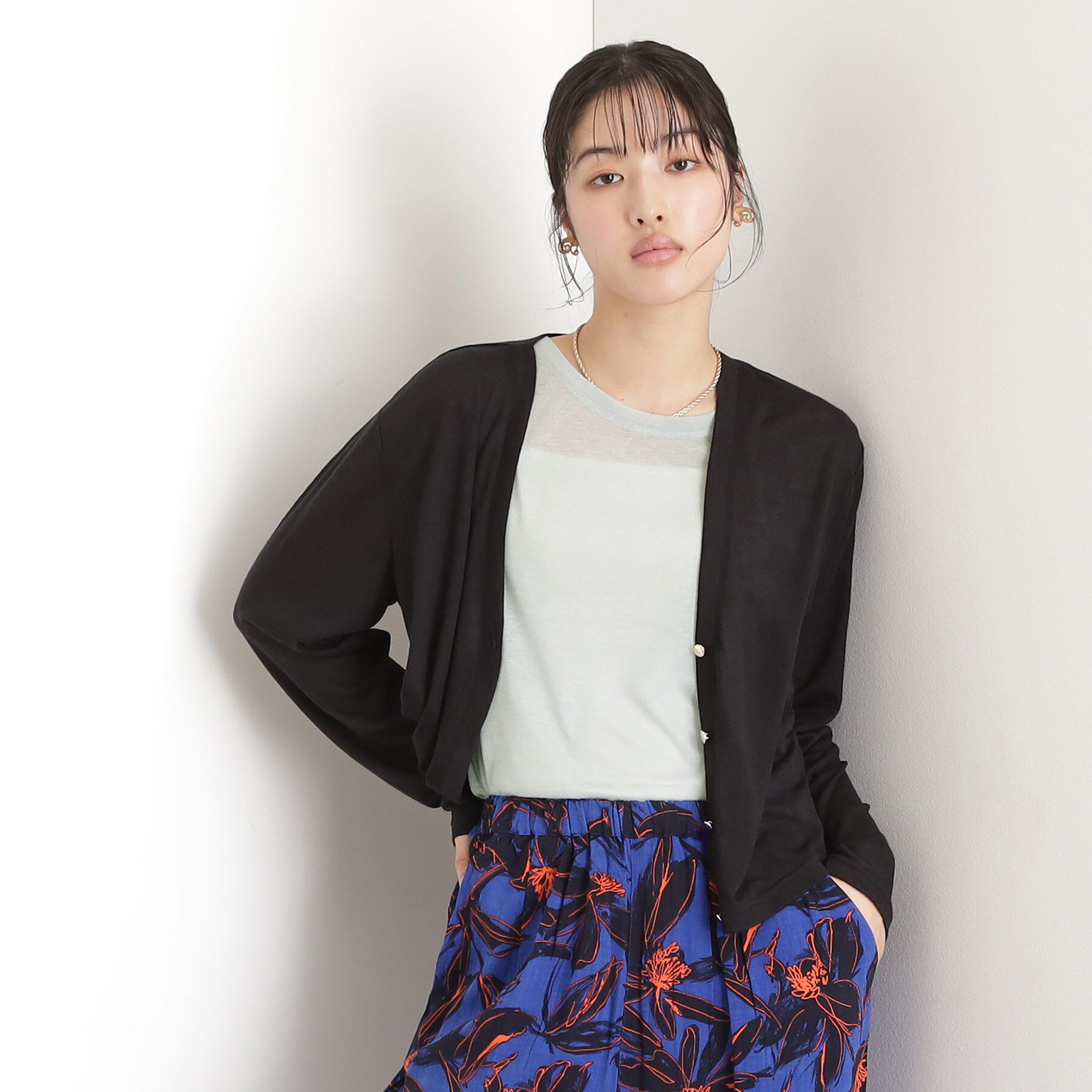 THE SHOP TK「シアーカーデ＆タンクトップ【セットアイテム/洗える】」|カーディガン|ブラック(019)