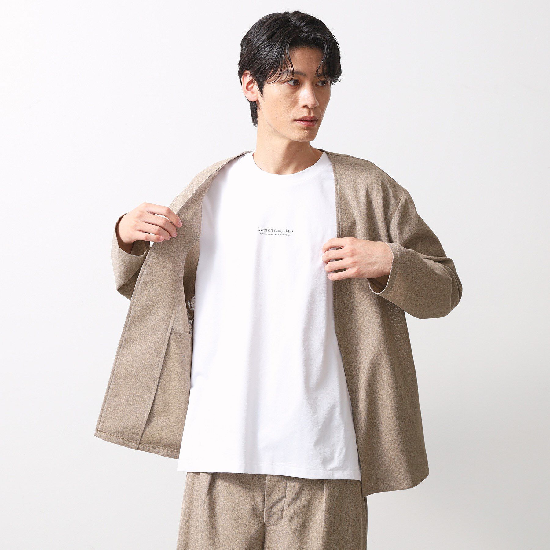 THE SHOP TK「シャリルジャージカーディガン 洗濯機OK/吸水速乾/イージーケア/セットアップ可」|カーディガン|ベージュ(052)