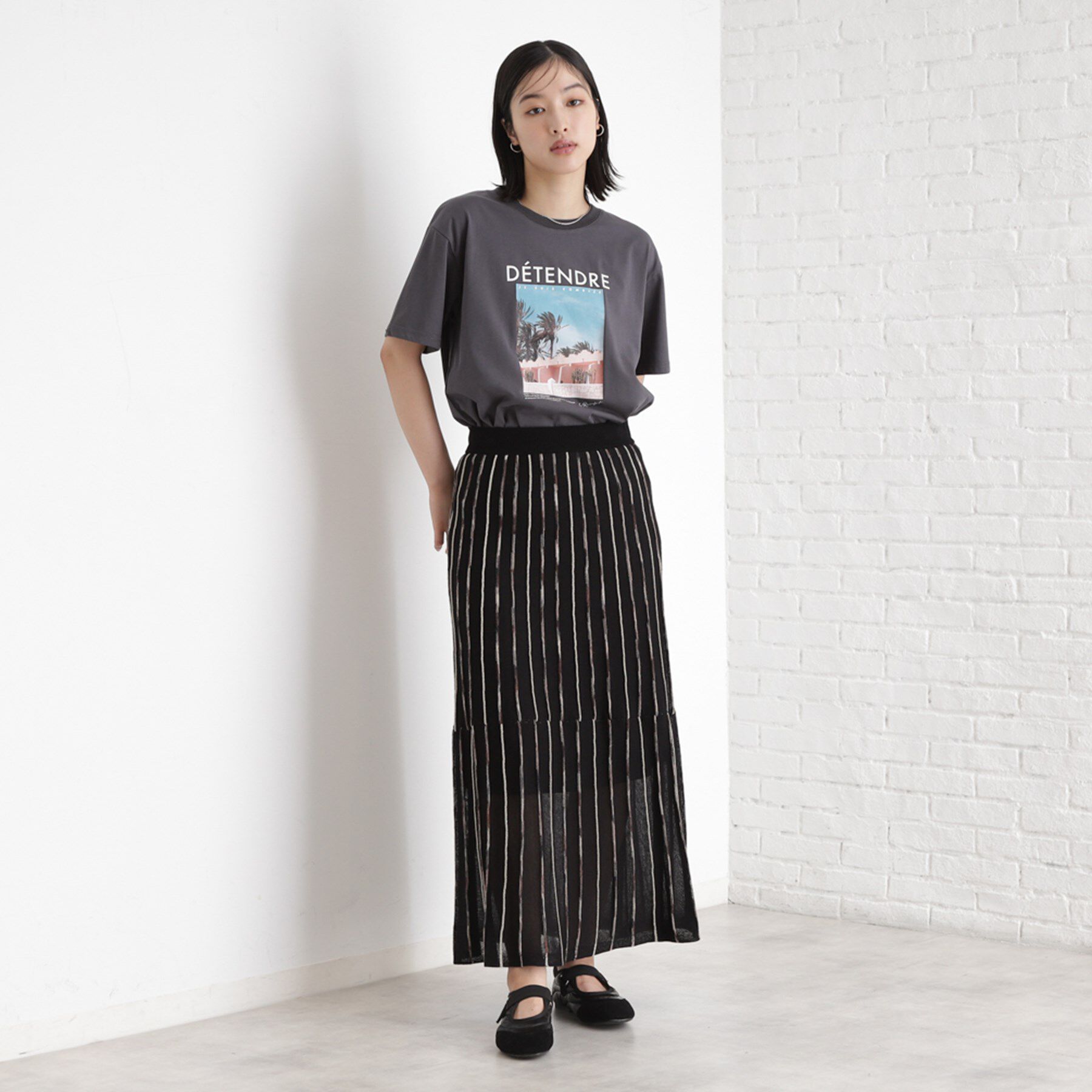 THE SHOP TK「ラメシアーストライプスカート【毛玉になりにくい/洗濯機OK】」|スカート|