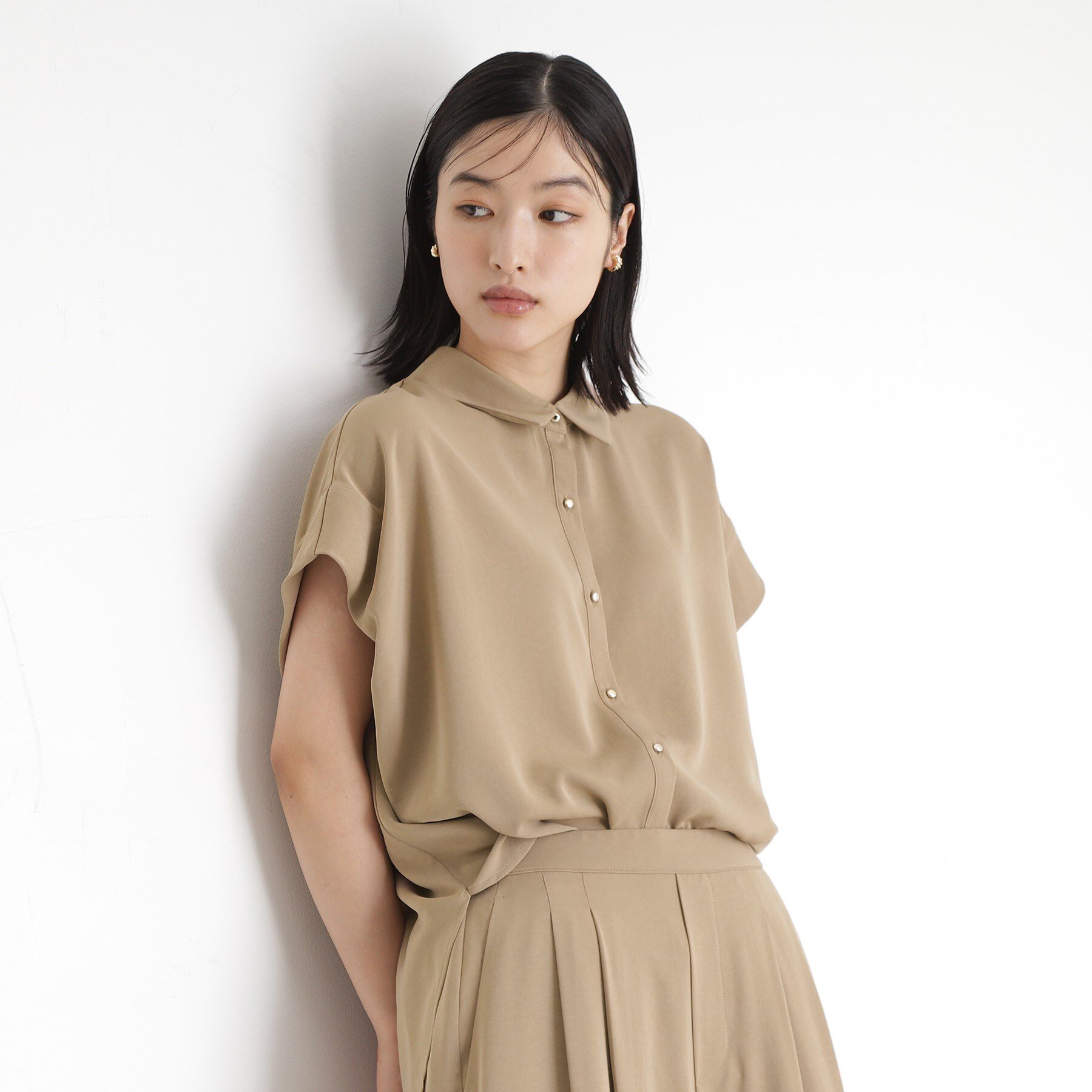 THE SHOP TK「コットンライクブラウス【接触冷感/洗濯機OK/UV/セットアップ可】」|シャツ・ブラウス|