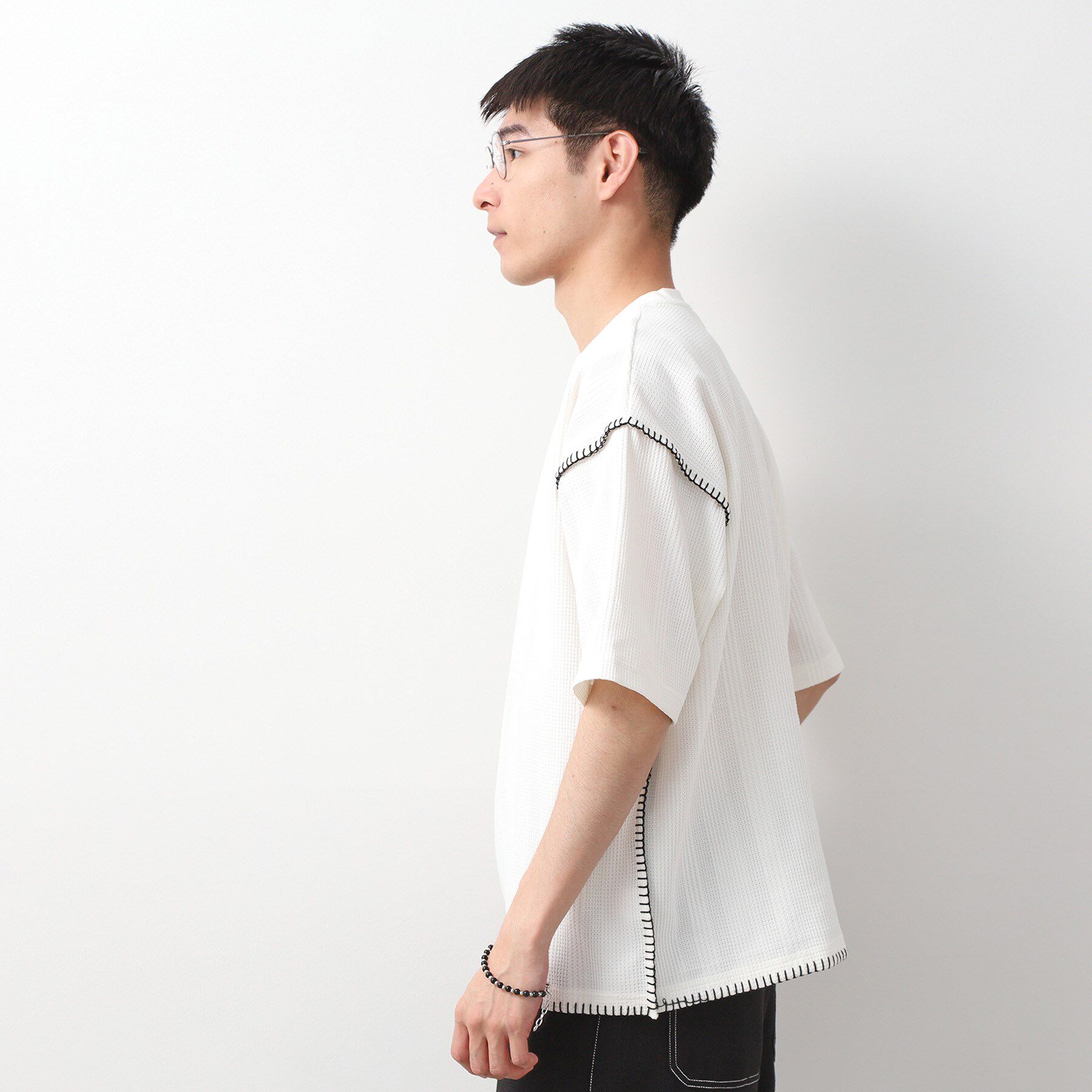 THE SHOP TK「ステッチ刺繍半袖Tシャツ ビックシルエット」|Tシャツ・カットソー|