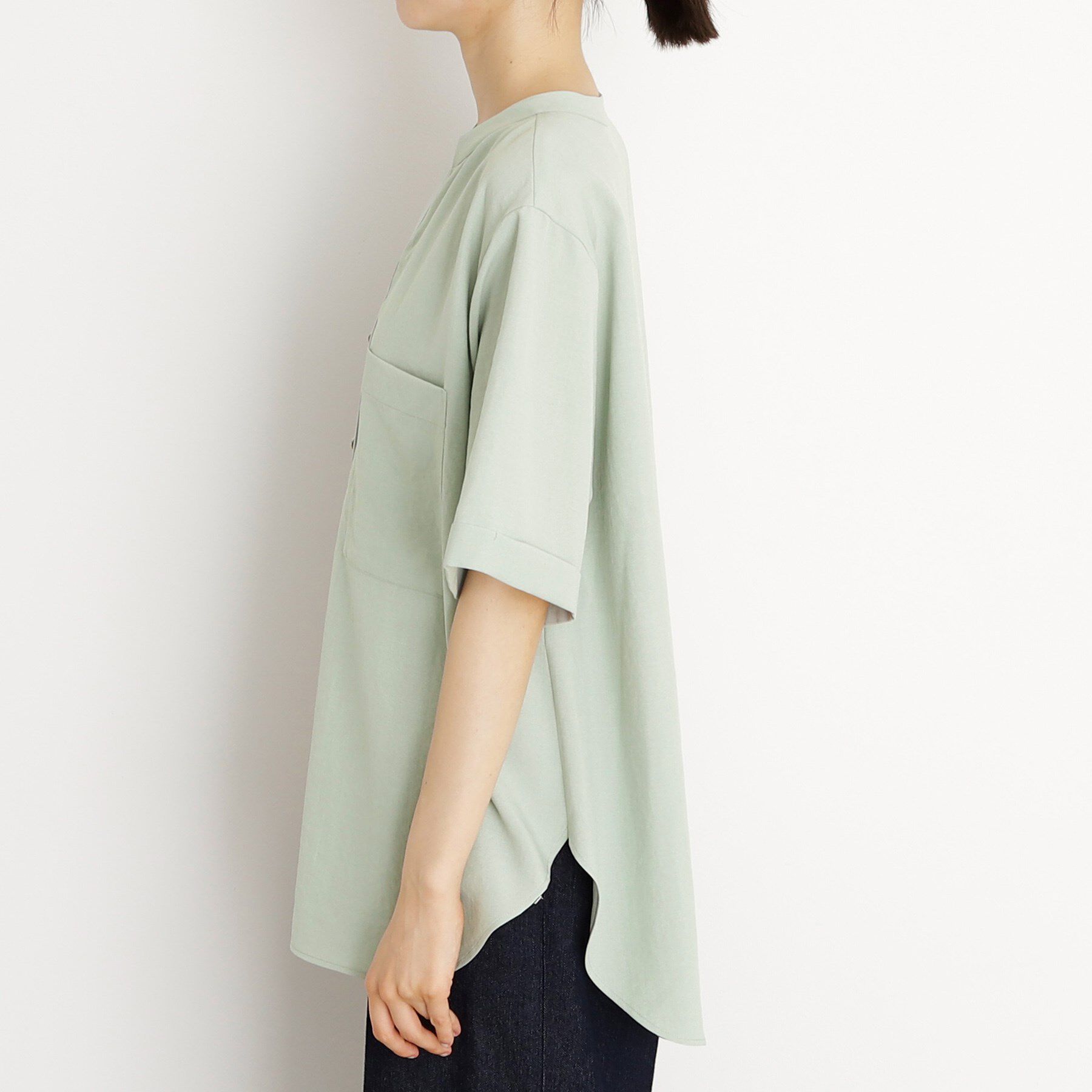 THE SHOP TK「【秋色入荷/インしなくても決まる】ダブルポケット5分袖シャツ/体型カバー／洗濯機OK」|シャツ・ブラウス|