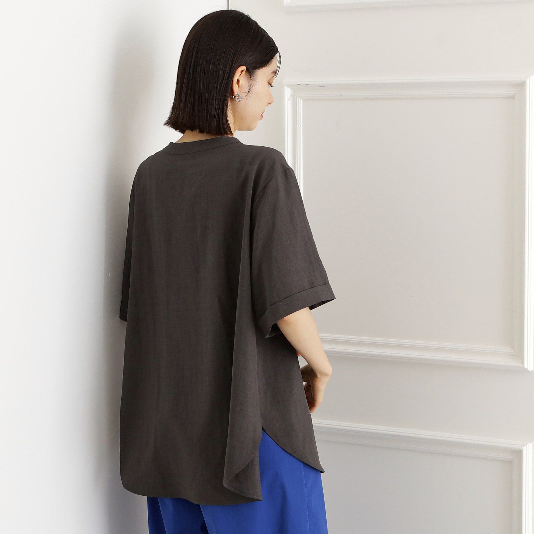 THE SHOP TK「【秋色入荷/インしなくても決まる】ダブルポケット5分袖シャツ/体型カバー／洗濯機OK」|シャツ・ブラウス|