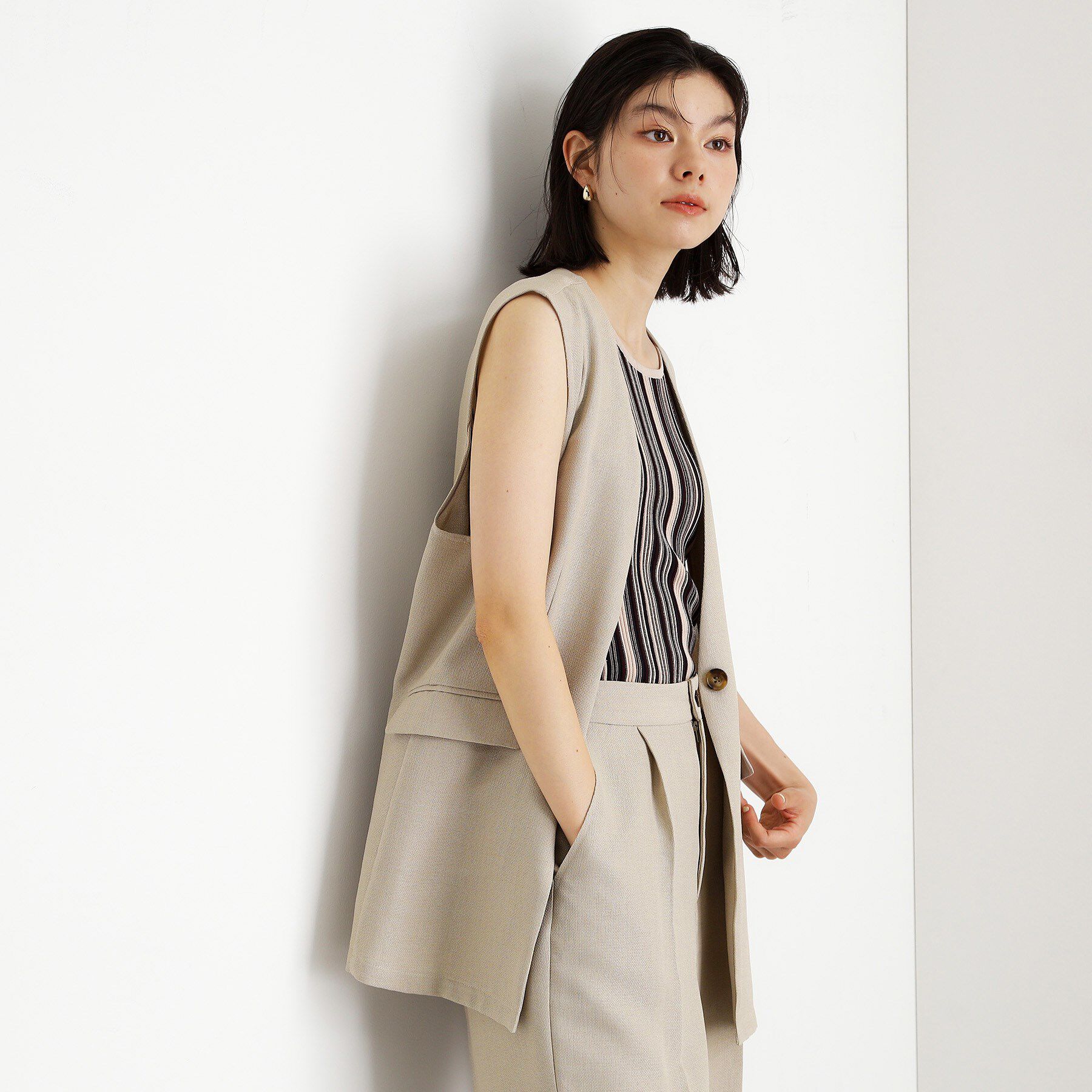 THE SHOP TK「【スッキリ決まる】パナマメッシュジレ/洗える/セットアップ可」|ベスト・ジレ|