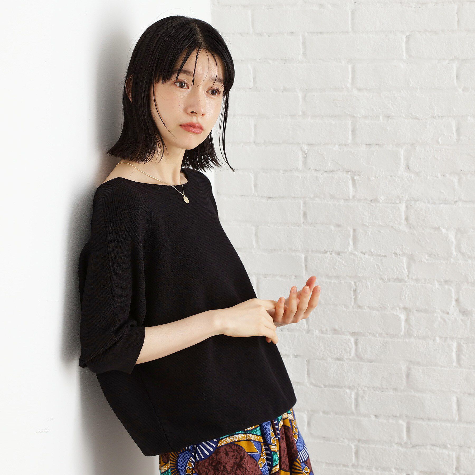 THE SHOP TK「6分袖ガータードルマンニット【エコベロ/洗濯機OK】」|ニット・セーター|