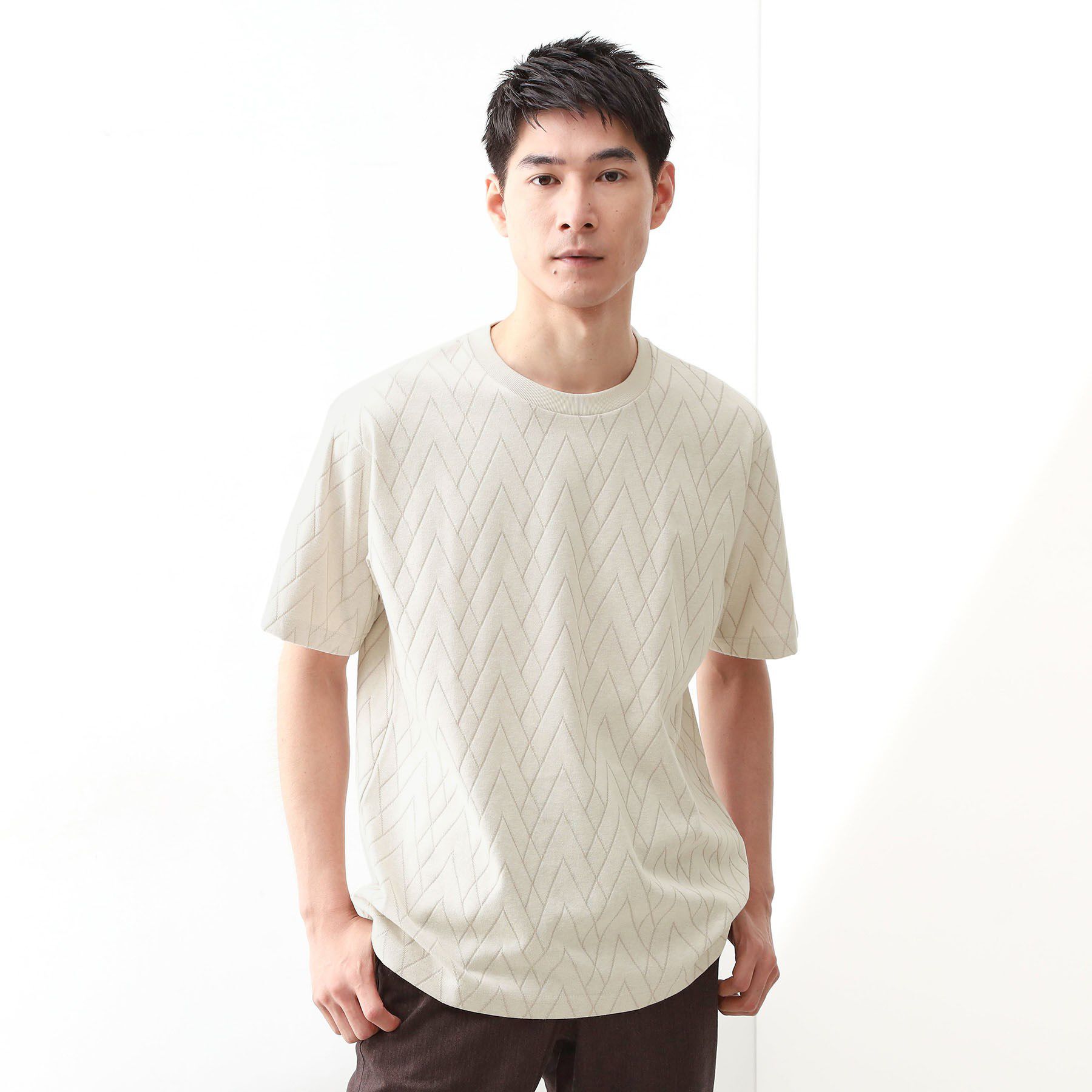 THE SHOP TK「【好評につき再入荷！】ジオメトリックリンクス半袖Tシャツ」|Tシャツ・カットソー|ライトベージュ(05