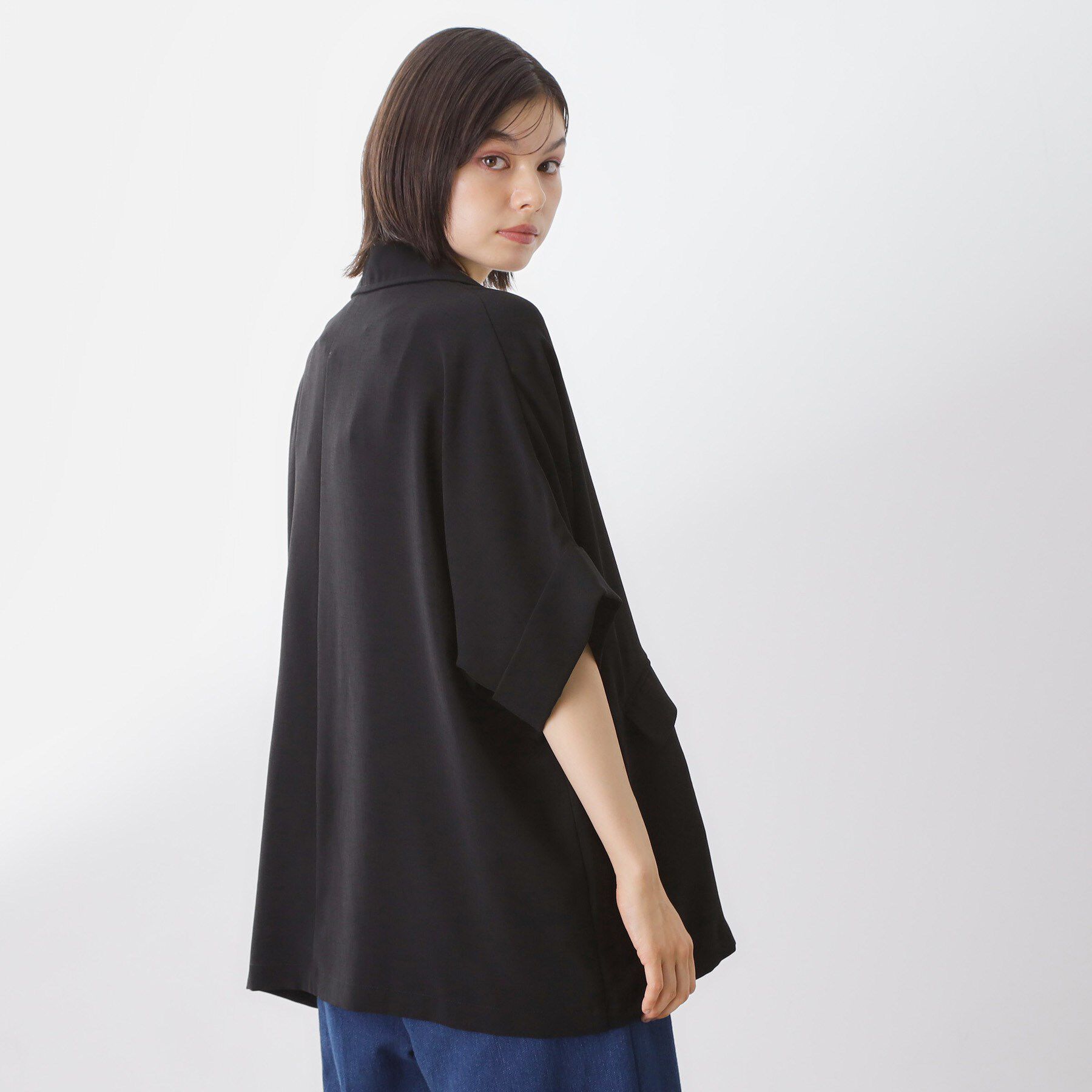 THE SHOP TK「ドルマン半袖ジャケット【洗える】」|テーラードジャケット|