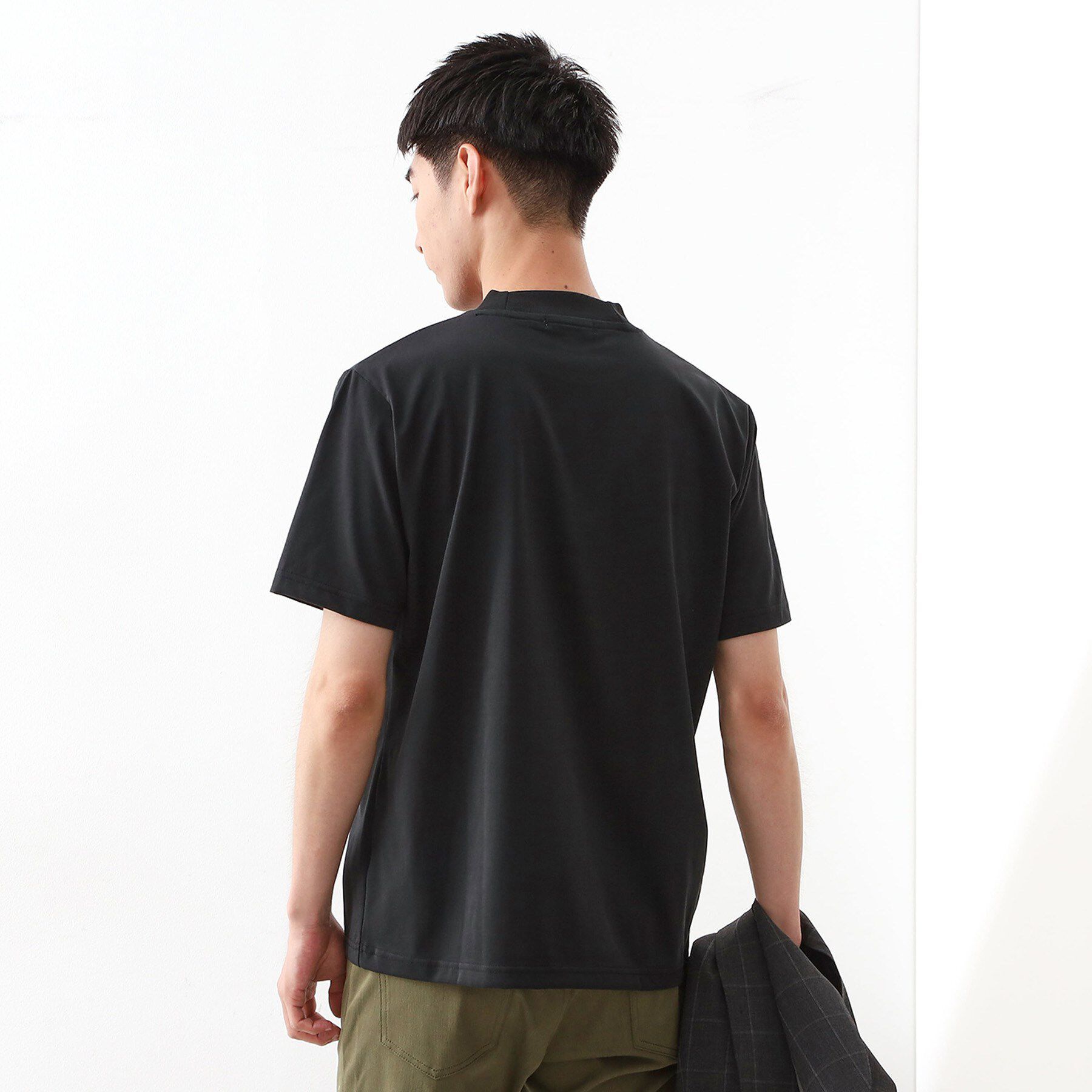 THE SHOP TK「モックネックプレーティング半袖Tシャツ 【接触冷感/洗濯機OK】」|Tシャツ・カットソー|