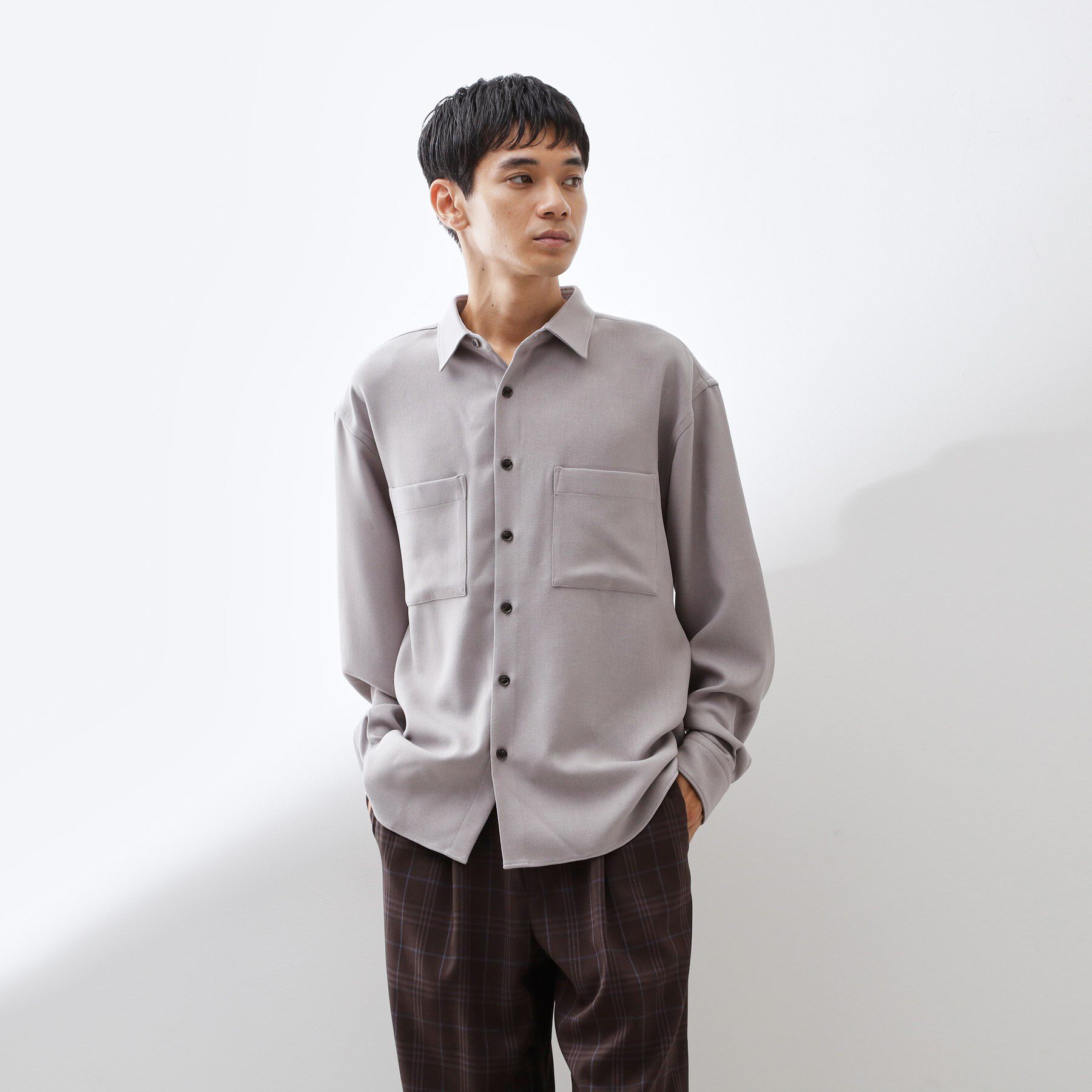 THE SHOP TK「【大人のきれいめカジュアルに】ウールライク長袖シャツ 洗濯機OK」|シャツ・ブラウス|