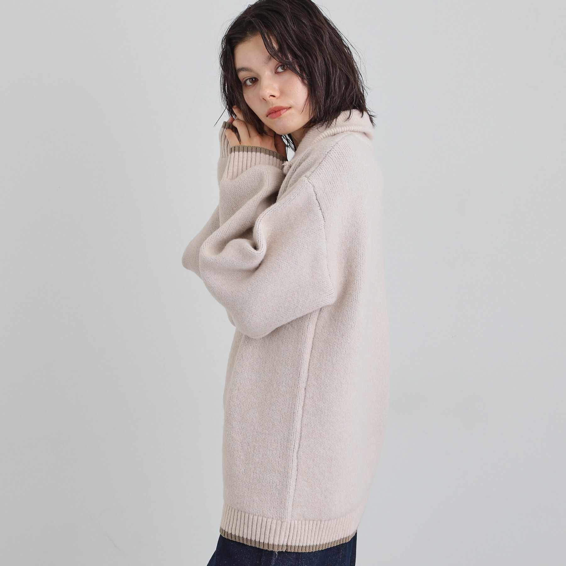 THE SHOP TK「【洗える】ほど良くラフで女性らしい ハーフZIPニット」|ニット・セーター|