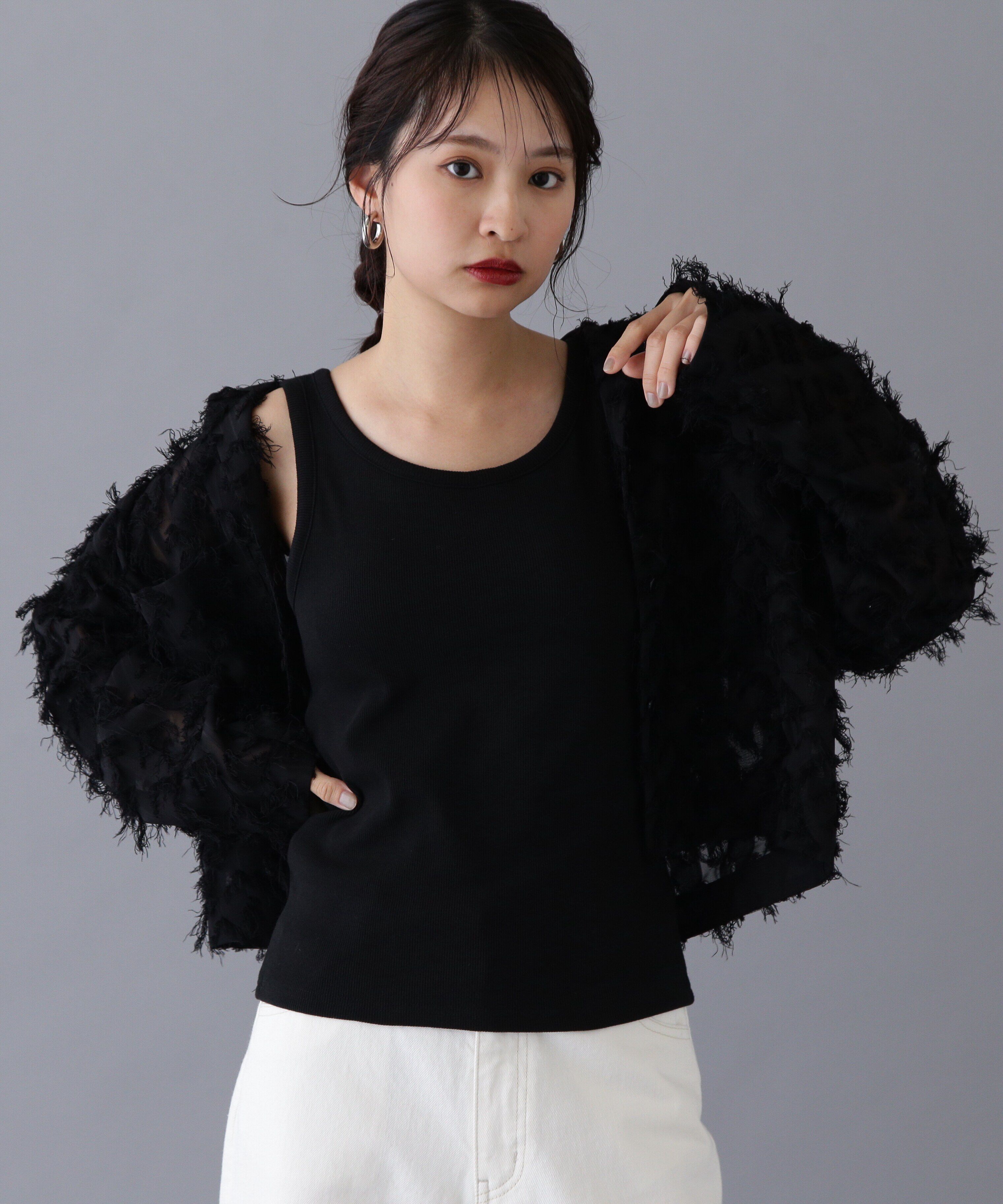  「カップツキテレコカットソー」|Tシャツ・カットソー|ブラック