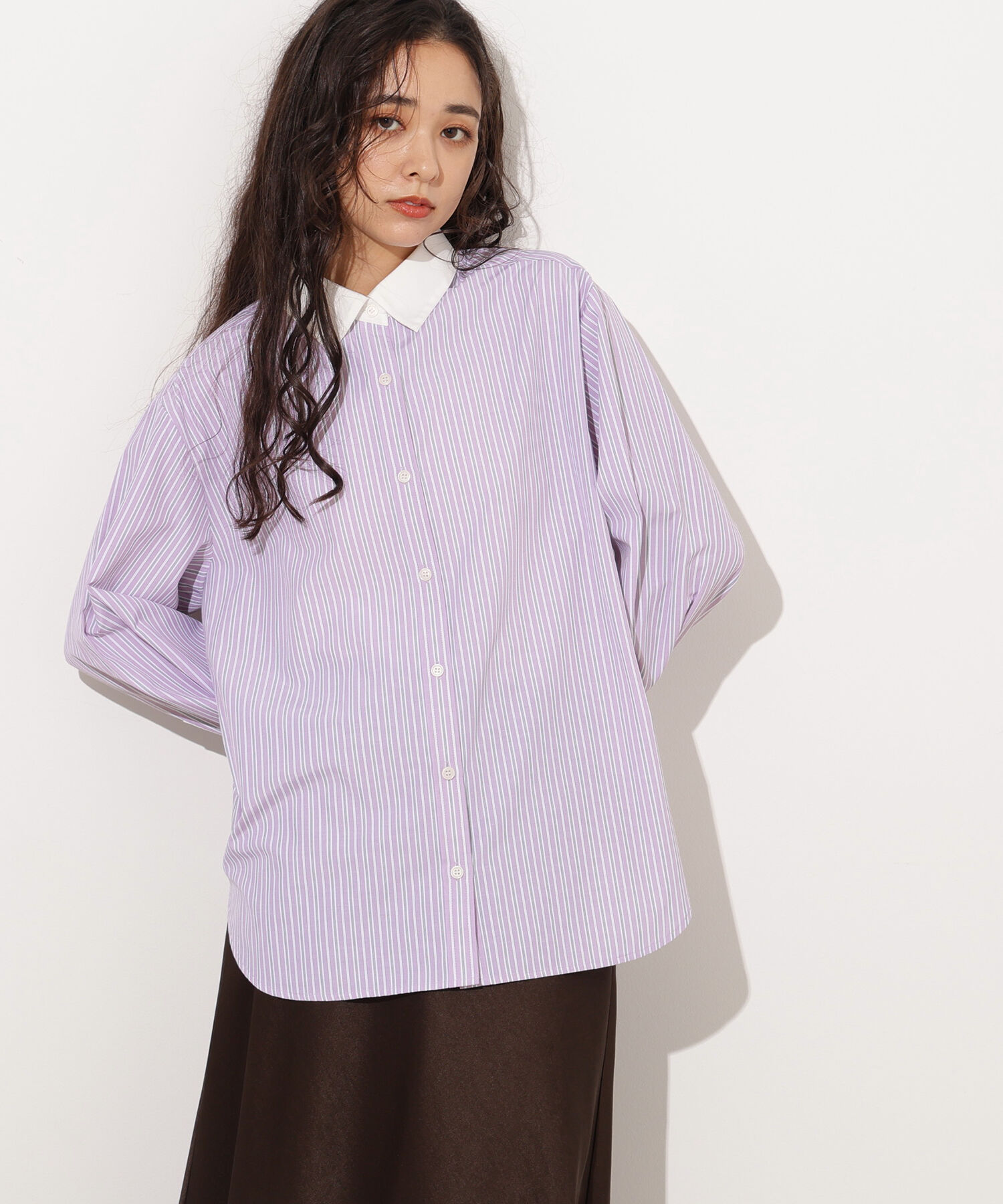  「クレリックシャツ」|シャツ・ブラウス|パープル2