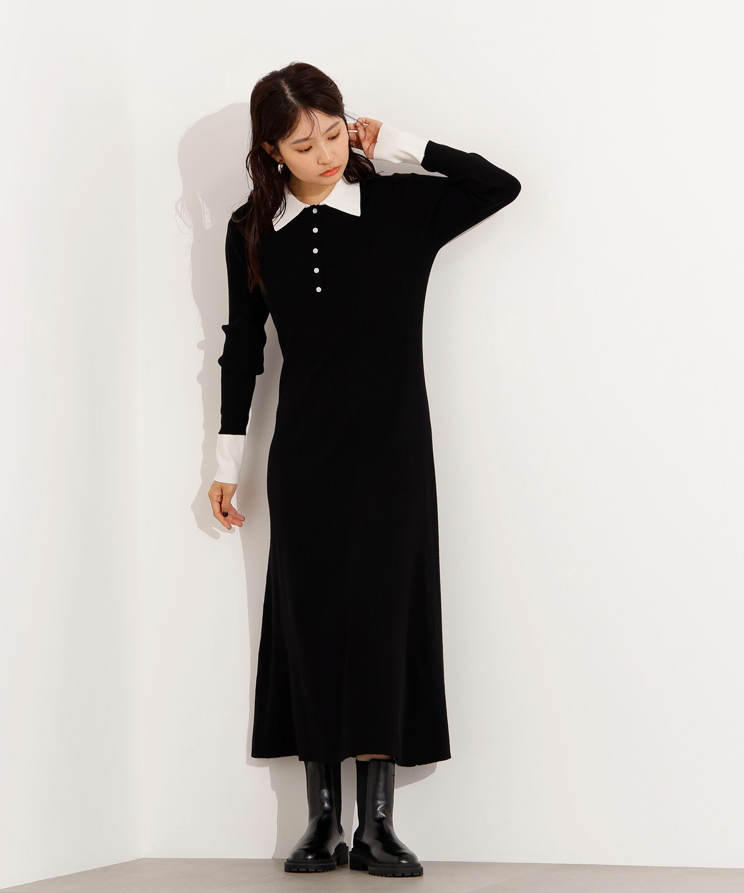  「襟付きニットワンピース」|スカート|
