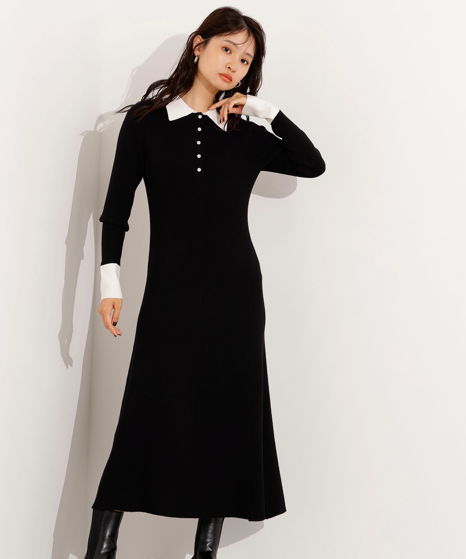  「襟付きニットワンピース」|スカート|