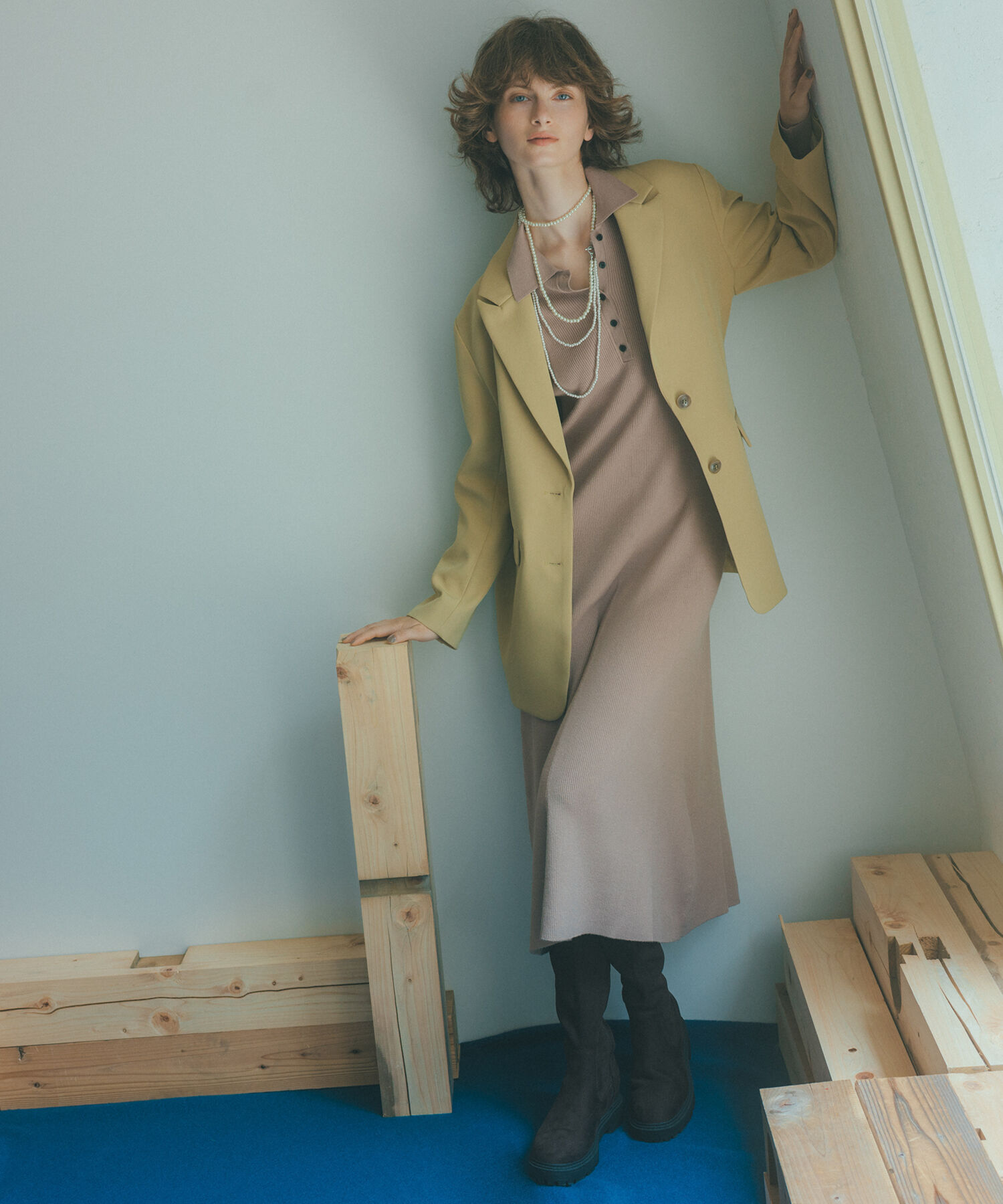  「襟付きニットワンピース」|スカート|