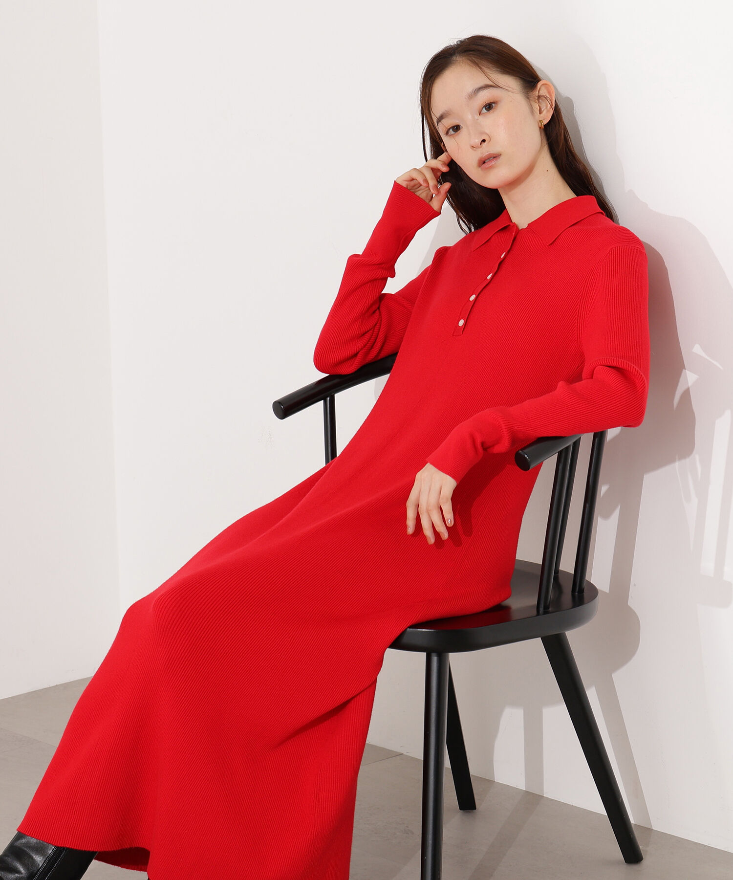  「襟付きニットワンピース」|スカート|