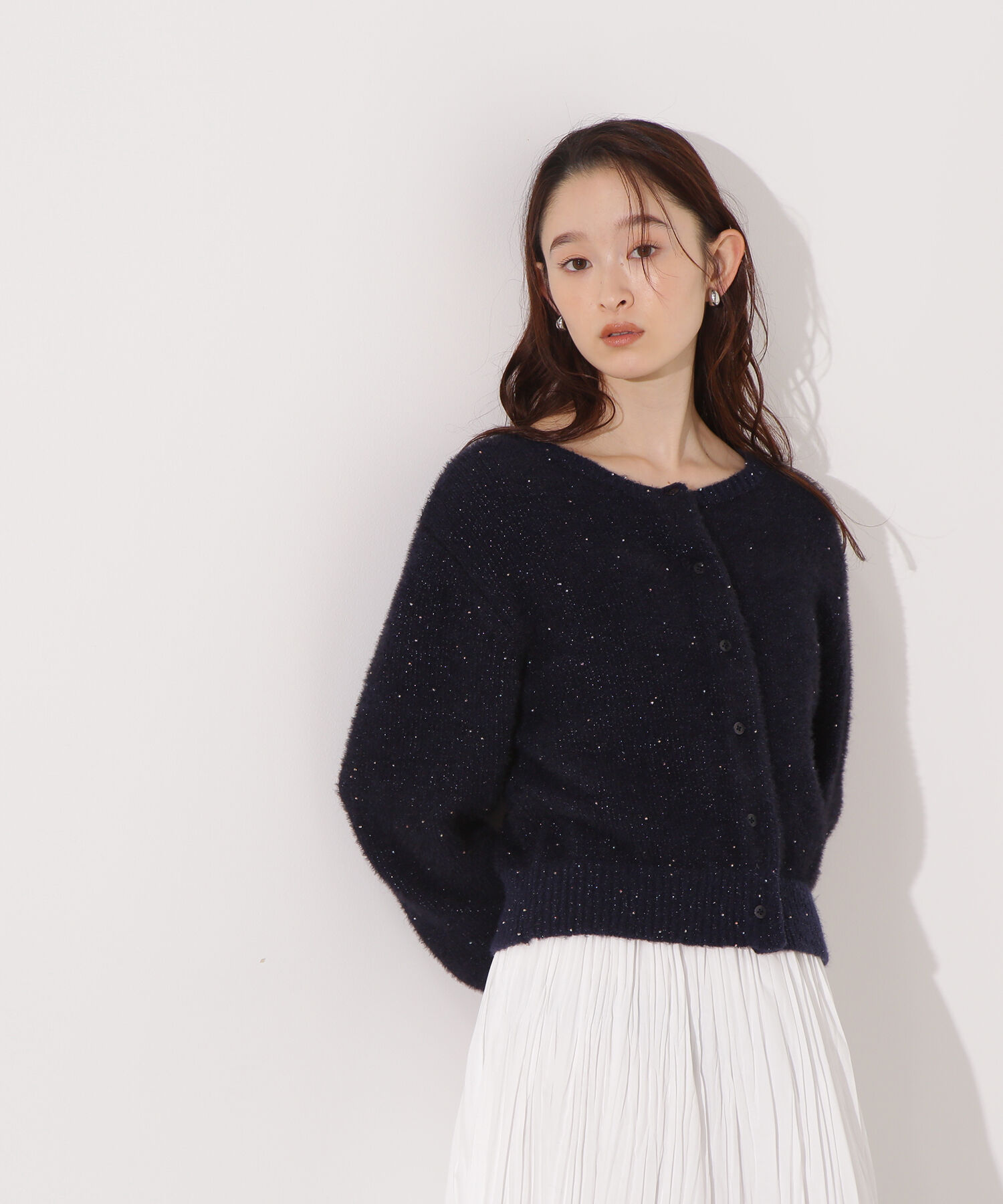  「ビーズミックスヘアリーカーディガン」|ニット・セーター|