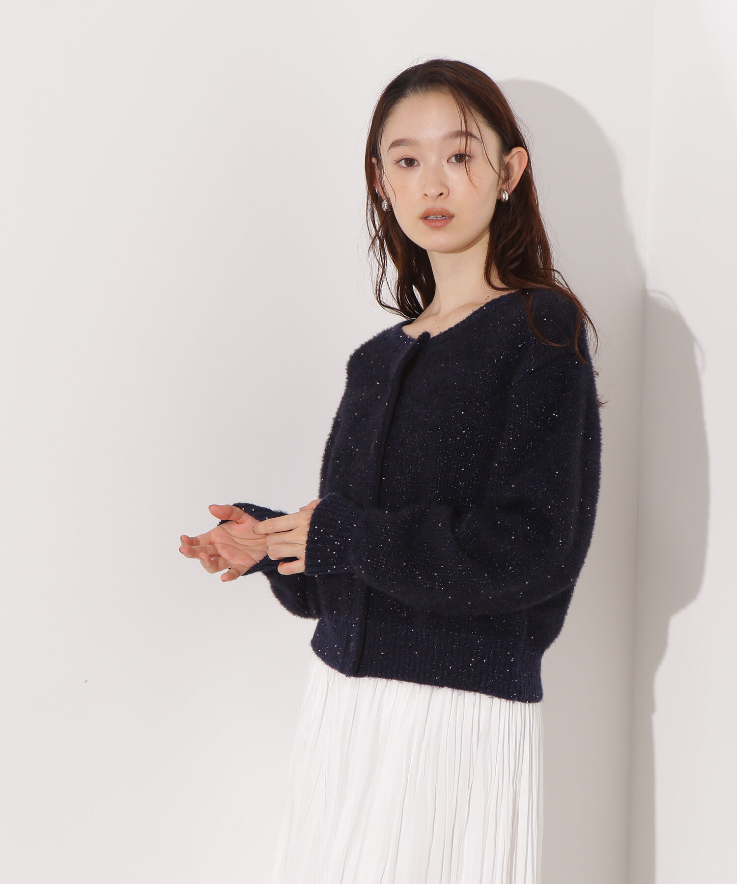  「ビーズミックスヘアリーカーディガン」|ニット・セーター|