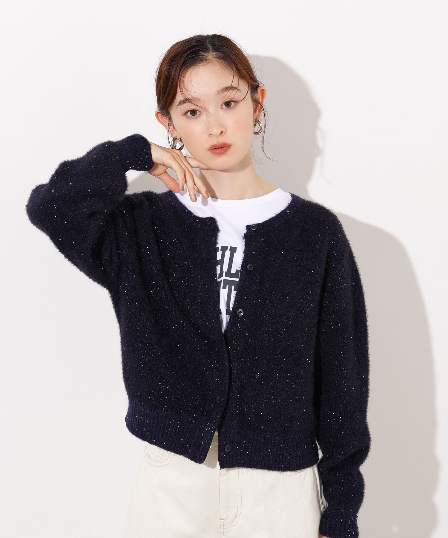  「ビーズミックスヘアリーカーディガン」|ニット・セーター|