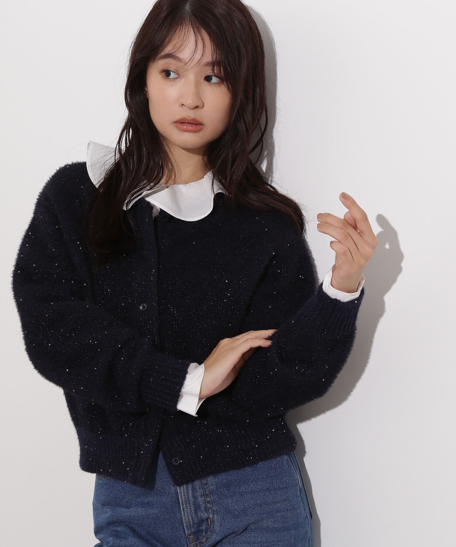  「ビーズミックスヘアリーカーディガン」|ニット・セーター|