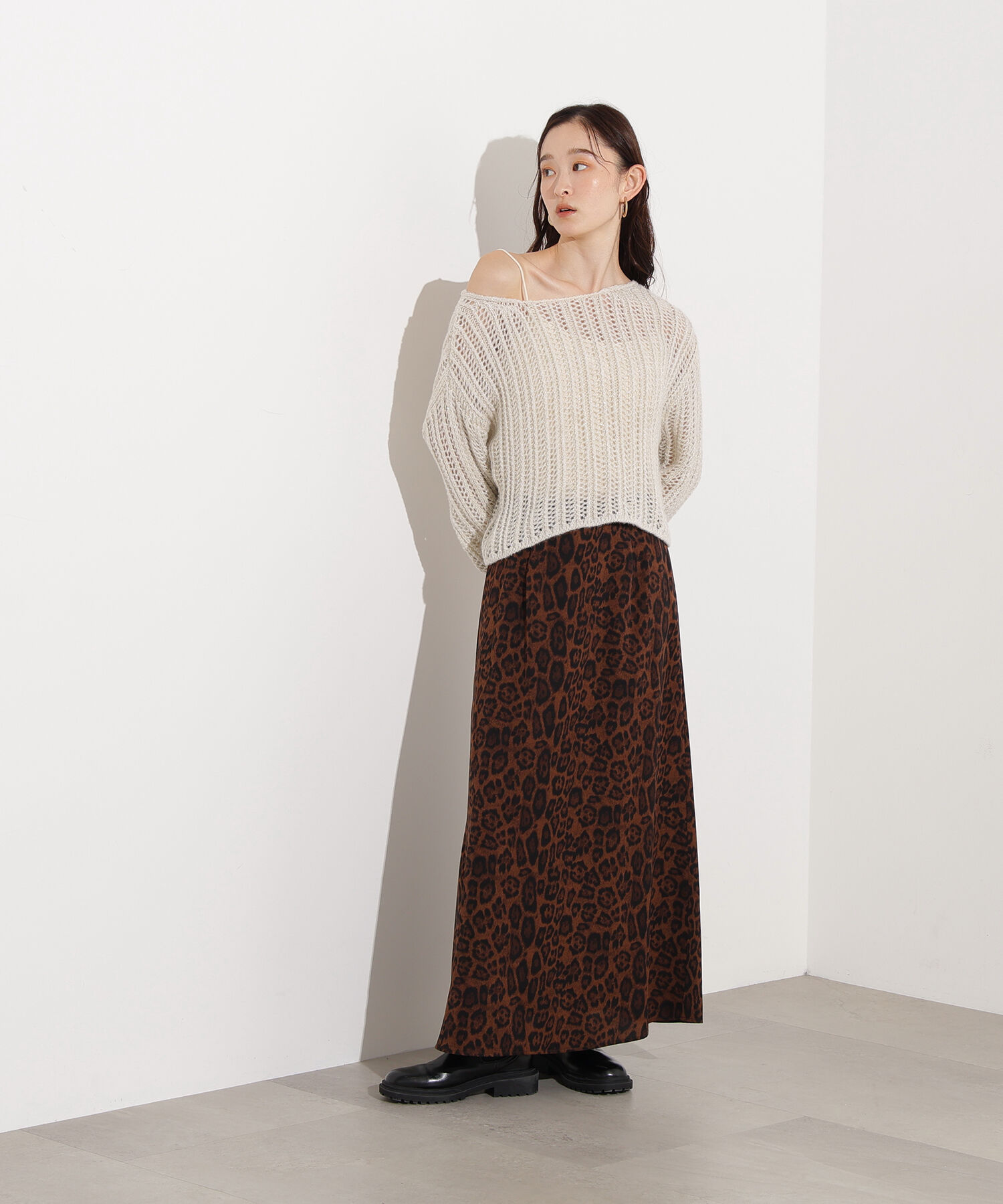  「レオパードナロースカート」|スカート|