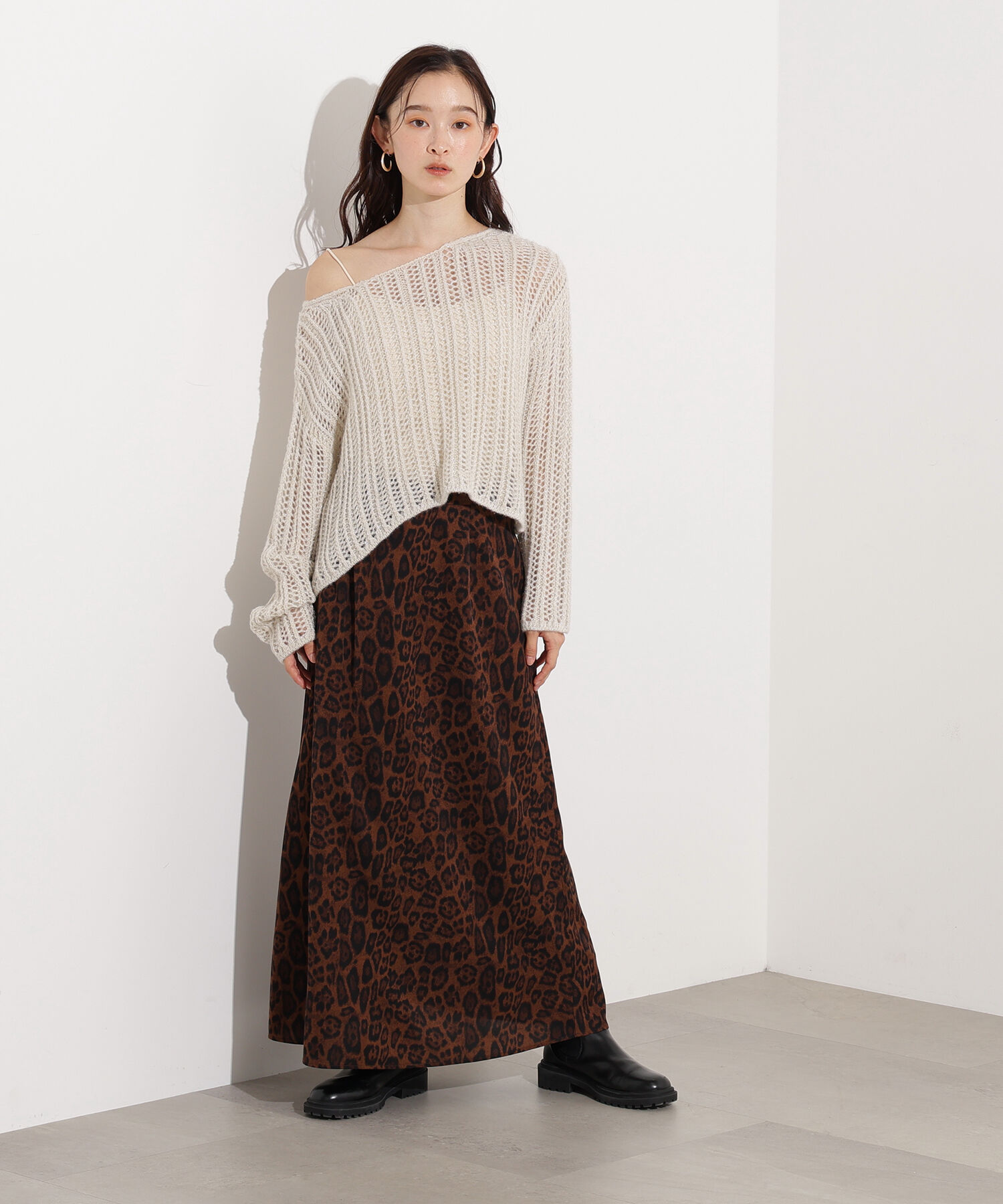  「レオパードナロースカート」|スカート|