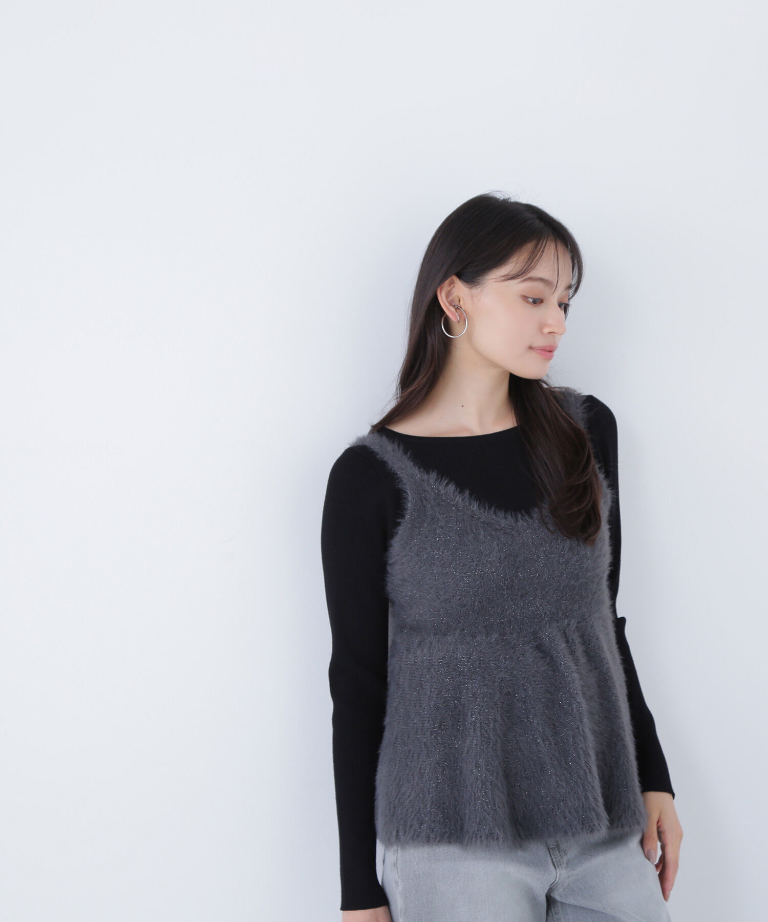  「ヘアリーペプラムキャミセットニット」|ニット・セーター|