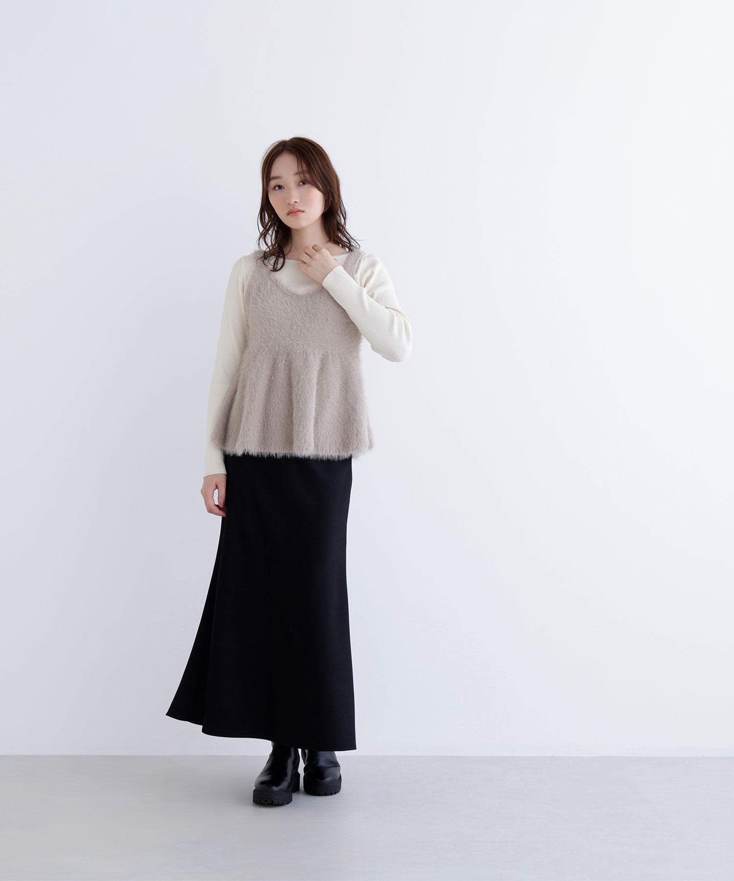  「ヘアリーペプラムキャミセットニット」|ニット・セーター|