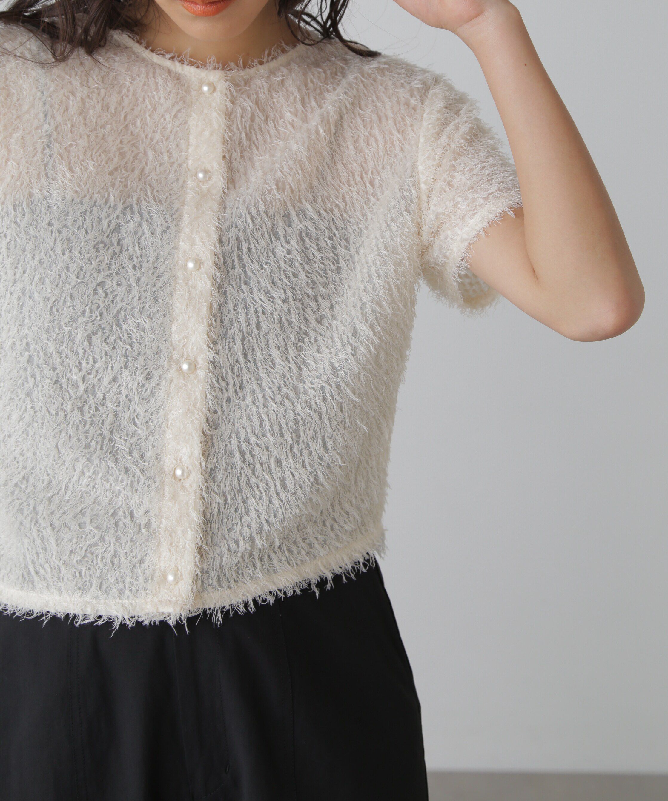  「フロントボタンカットジャガードブラウス」|シャツ・ブラウス|