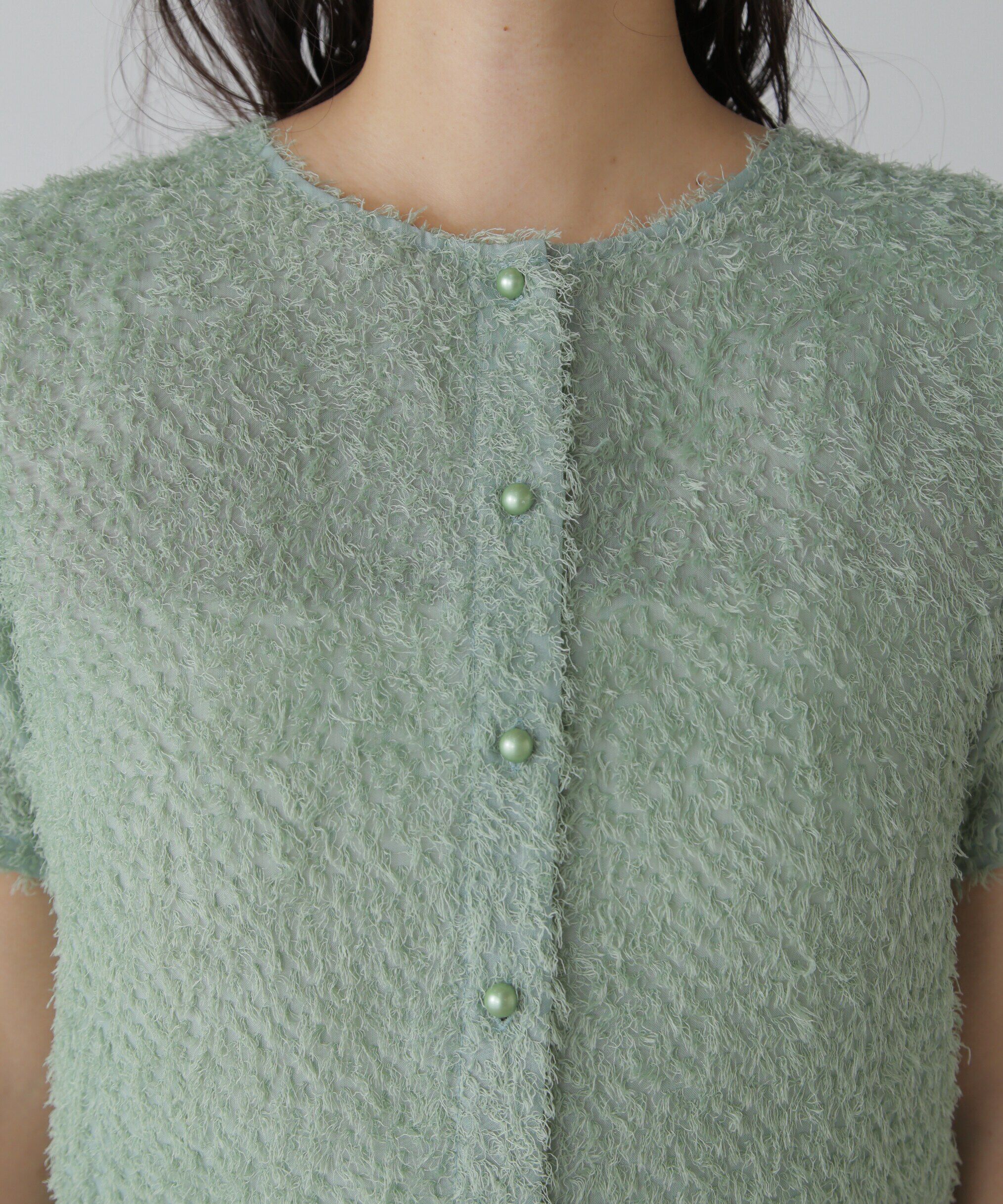  「フロントボタンカットジャガードブラウス」|シャツ・ブラウス|