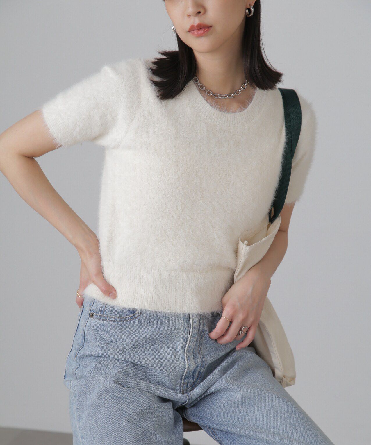  「シャギー半袖ニット」|ニット・セーター|