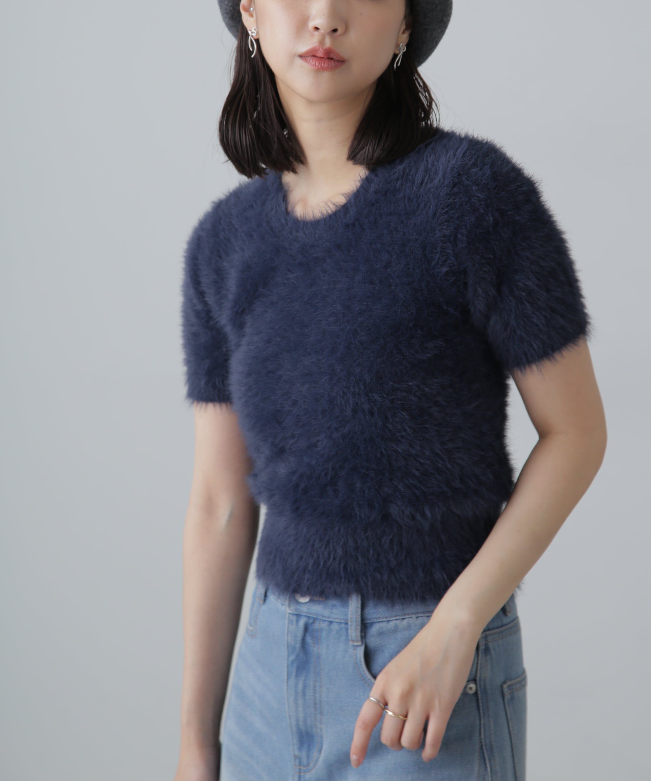  「シャギー半袖ニット」|ニット・セーター|