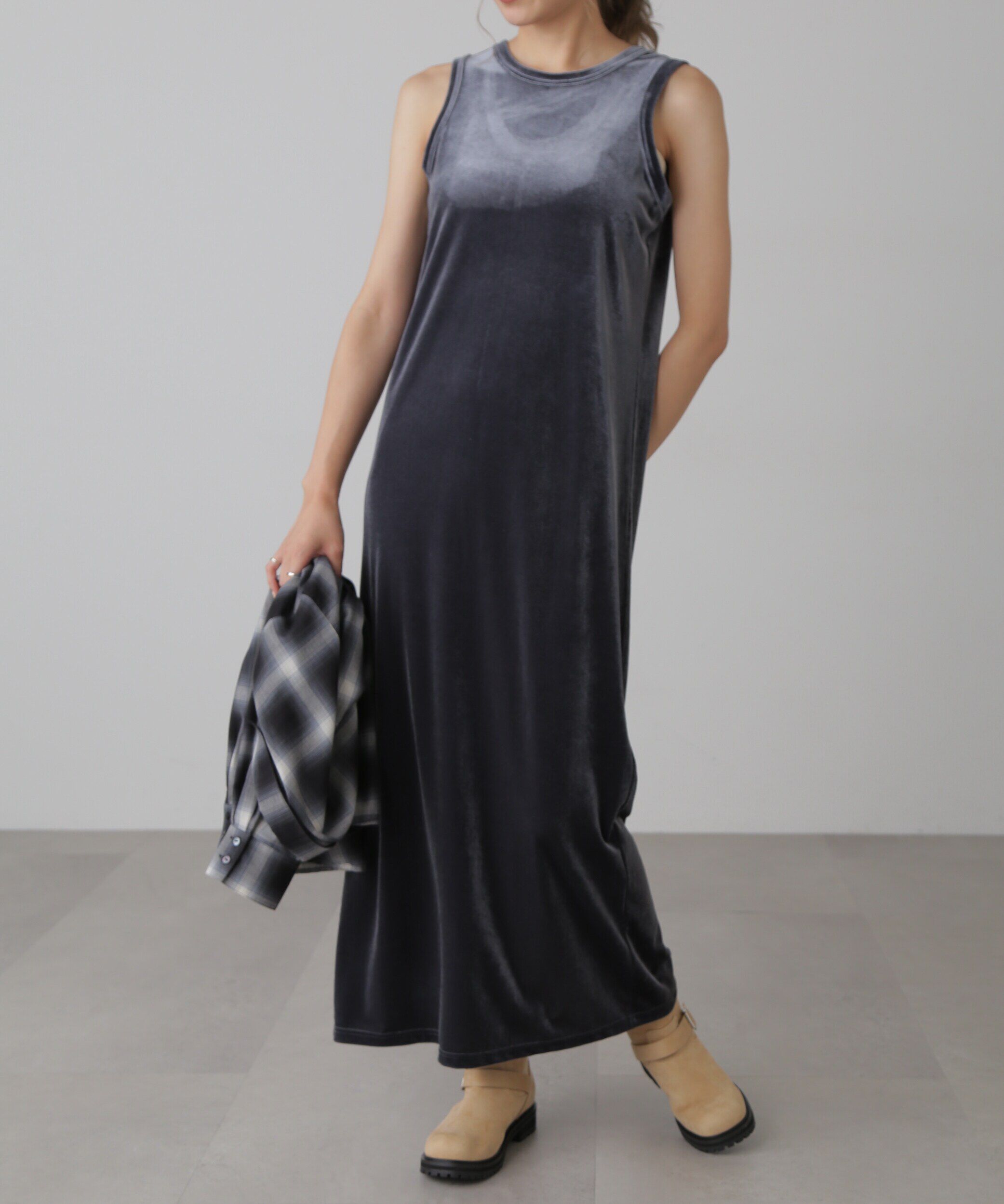  「ベロアアメスリタンクトップワンピース」|ワンピース|