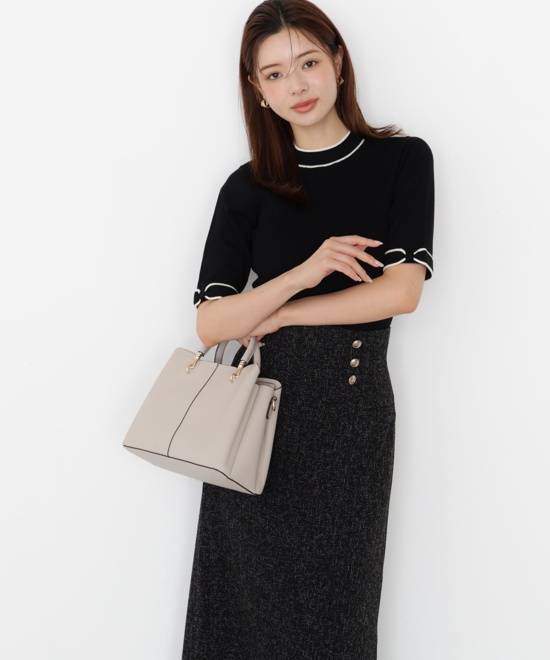 PROPORTION BODY DRESSING「＜ハンドウォッシャブル＞リボンスリーブ配色ニット」|ニット・セーター|