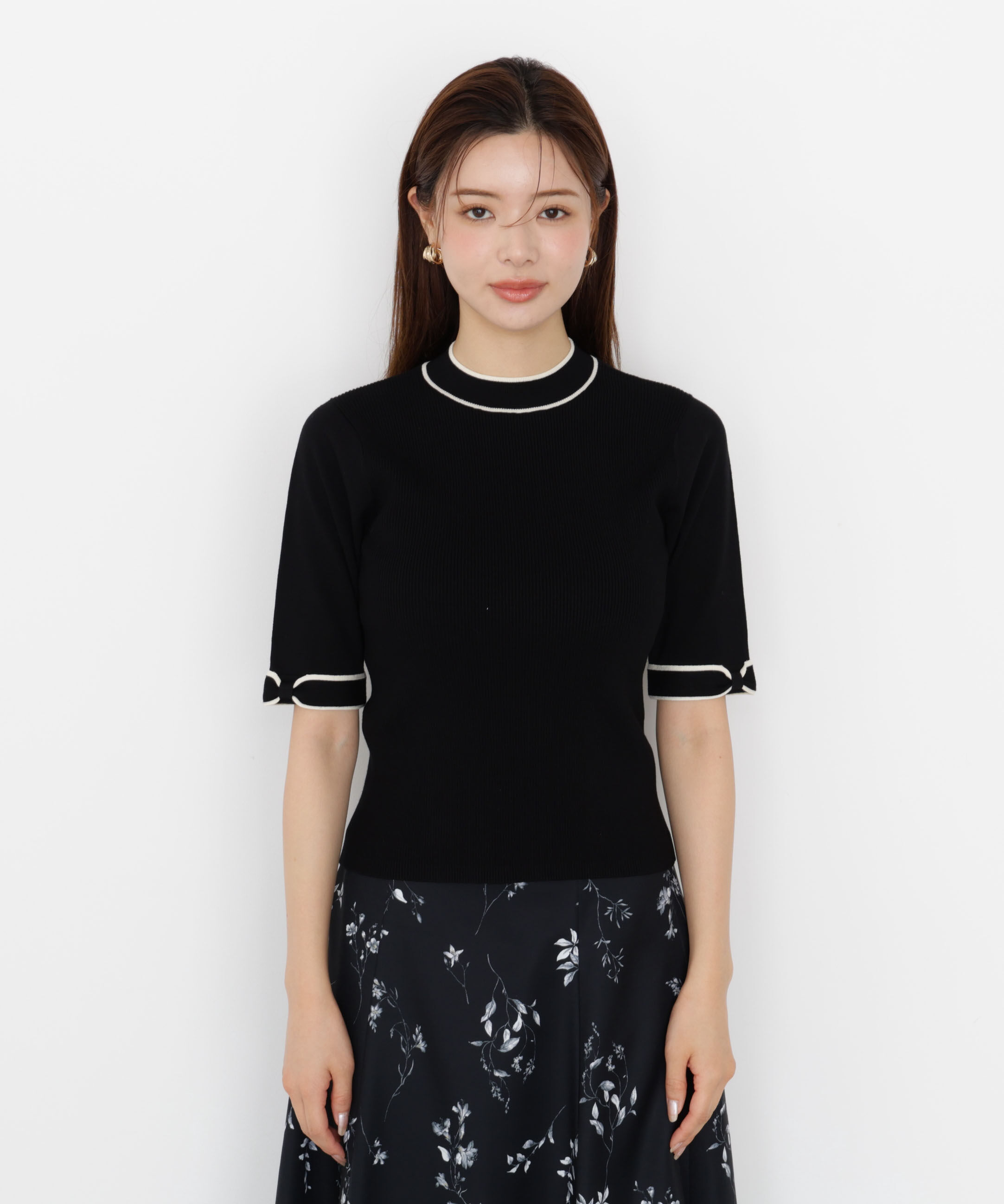 PROPORTION BODY DRESSING「＜ハンドウォッシャブル＞リボンスリーブ配色ニット」|ニット・セーター|