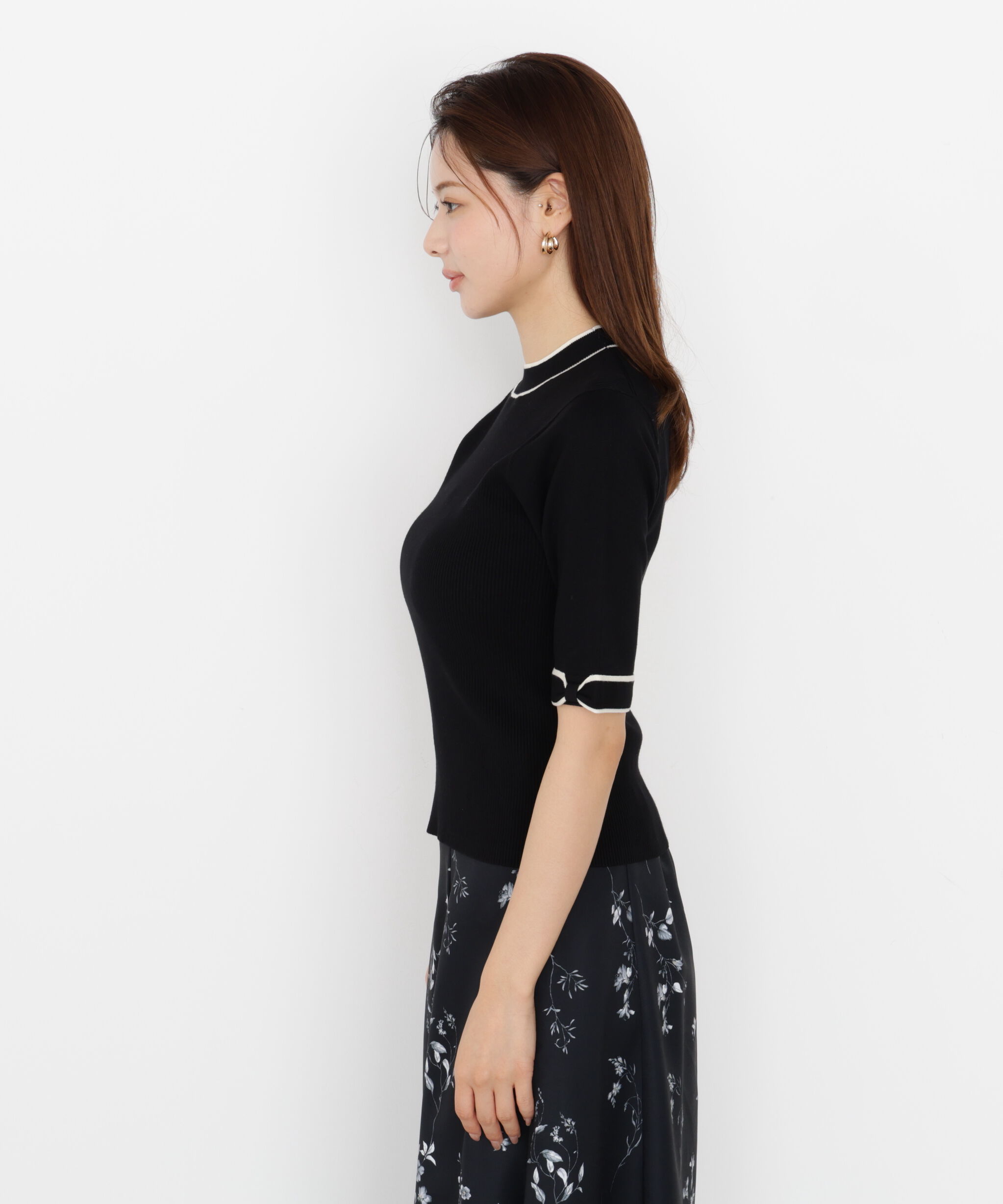 PROPORTION BODY DRESSING「＜ハンドウォッシャブル＞リボンスリーブ配色ニット」|ニット・セーター|