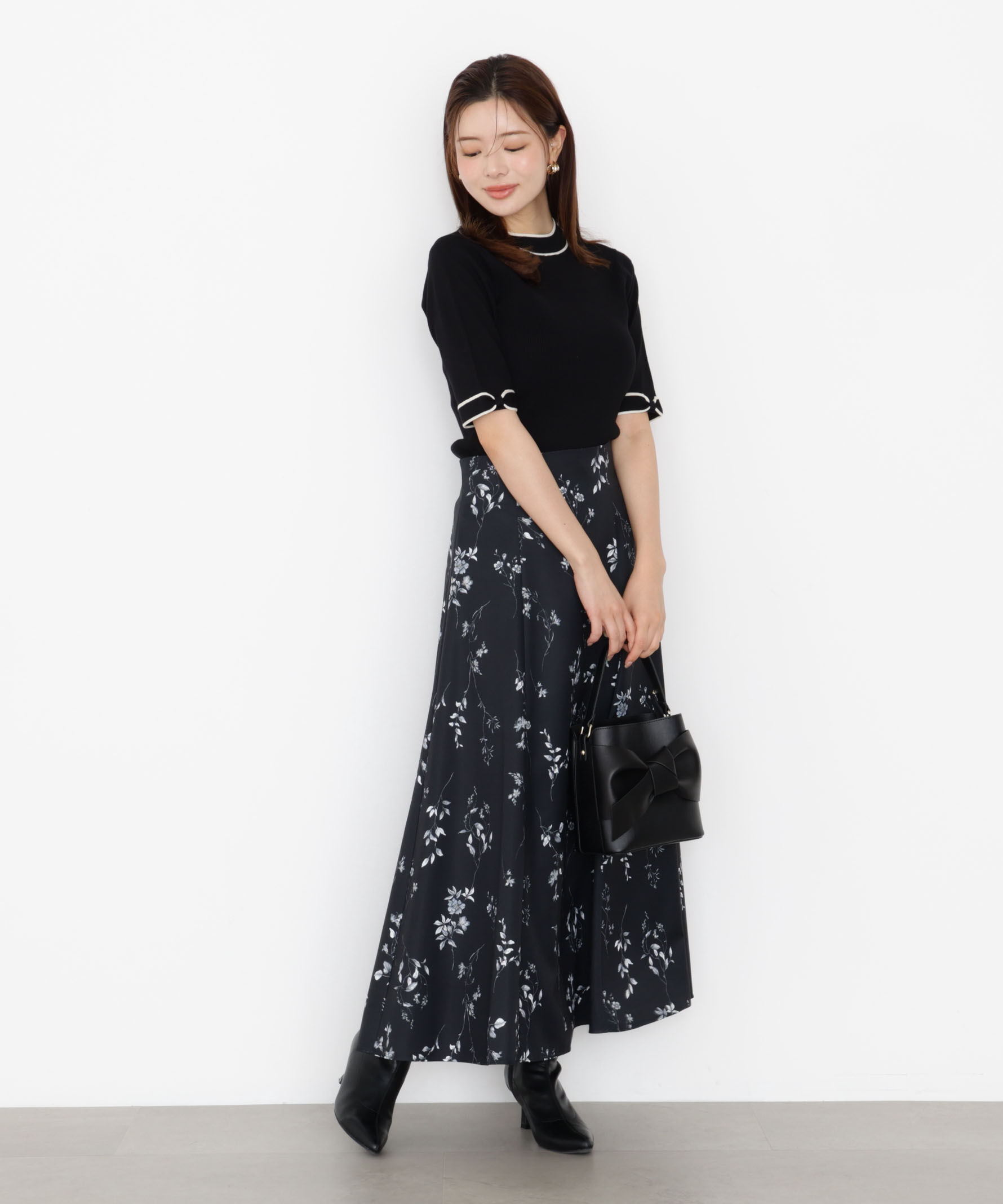 PROPORTION BODY DRESSING「＜ハンドウォッシャブル＞リボンスリーブ配色ニット」|ニット・セーター|