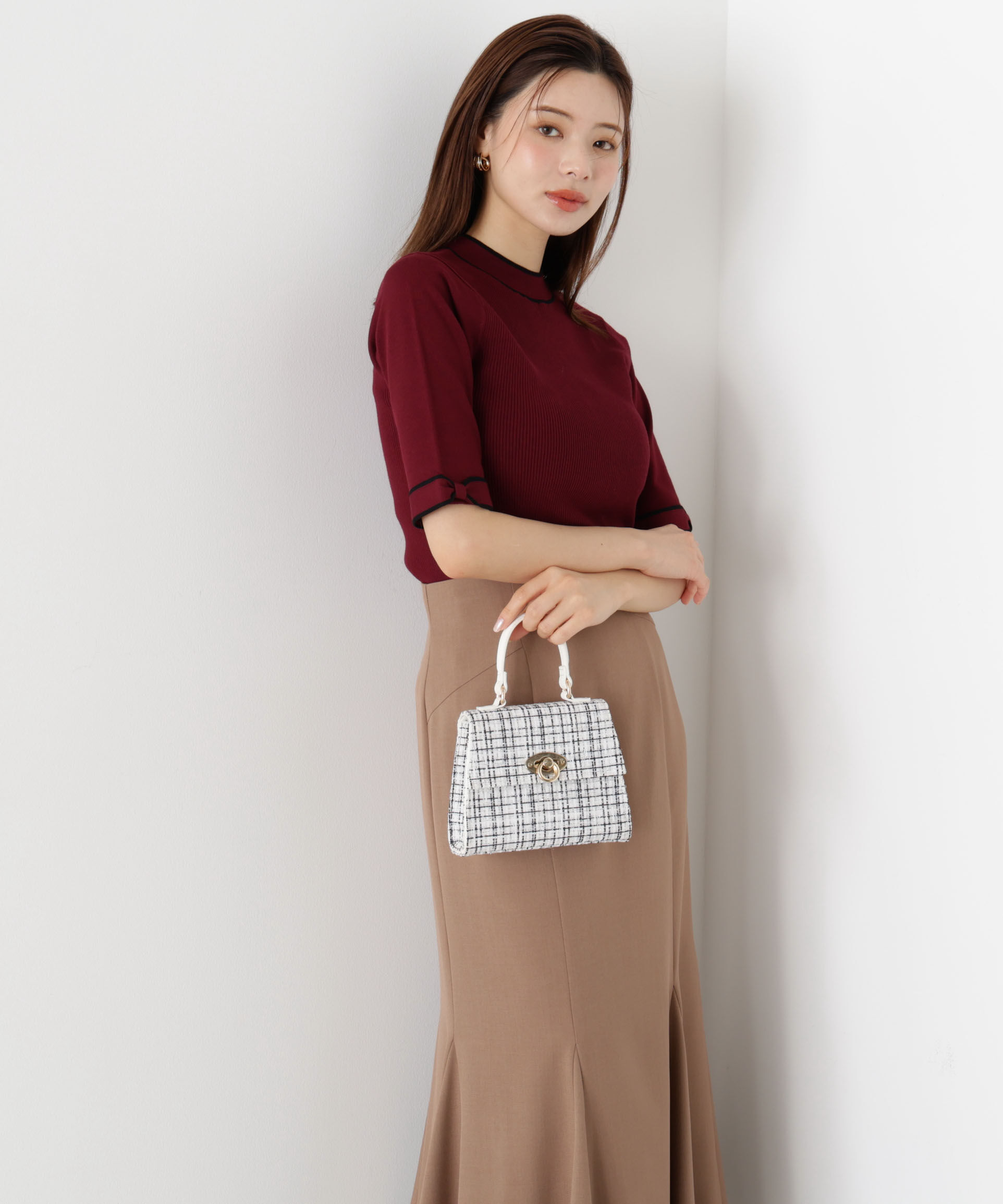 PROPORTION BODY DRESSING「＜ハンドウォッシャブル＞リボンスリーブ配色ニット」|ニット・セーター|