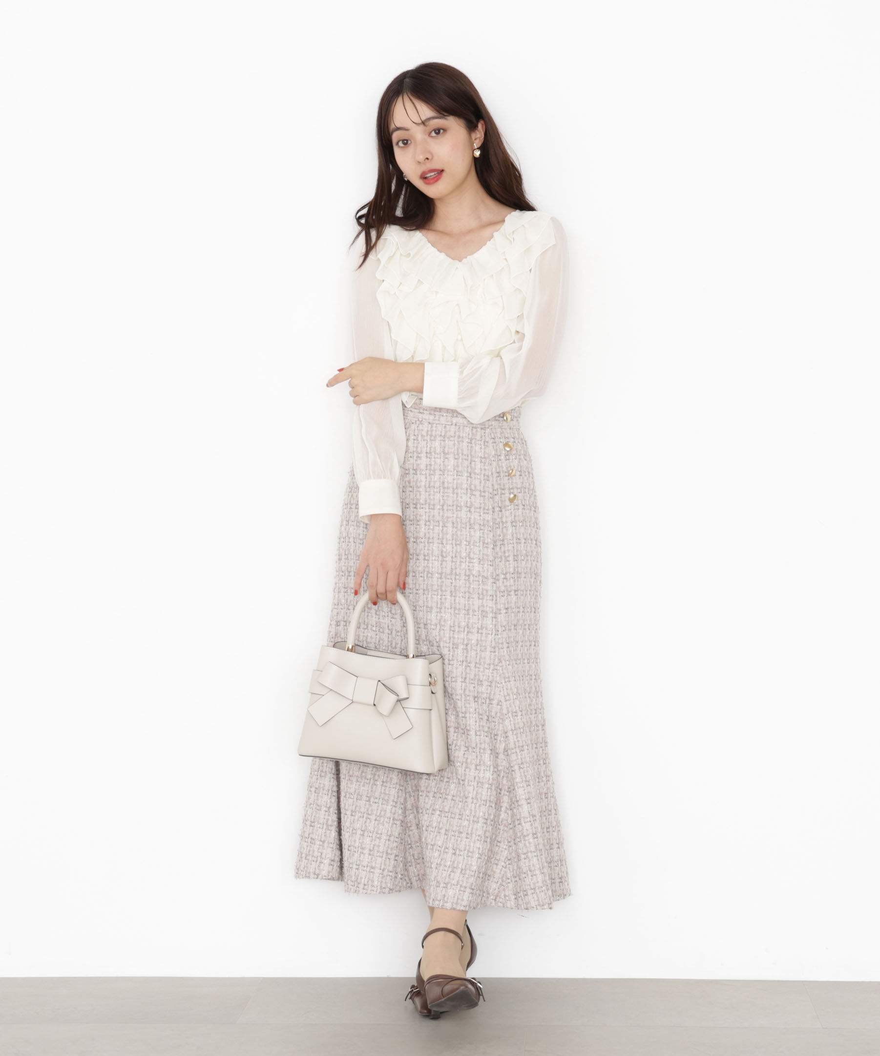 PROPORTION BODY DRESSING「ラメツイードマーメイドスカート 25AW」|スカート|ピンク